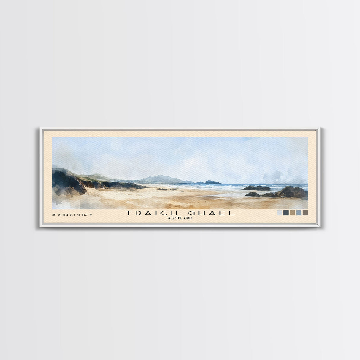 Traigh Ghael, Scotland Watercolor Print, Vacation Gift, Scotland Wall Art, Beach Painting, Beach Decor, Large Wall Art, Wood Frame Art