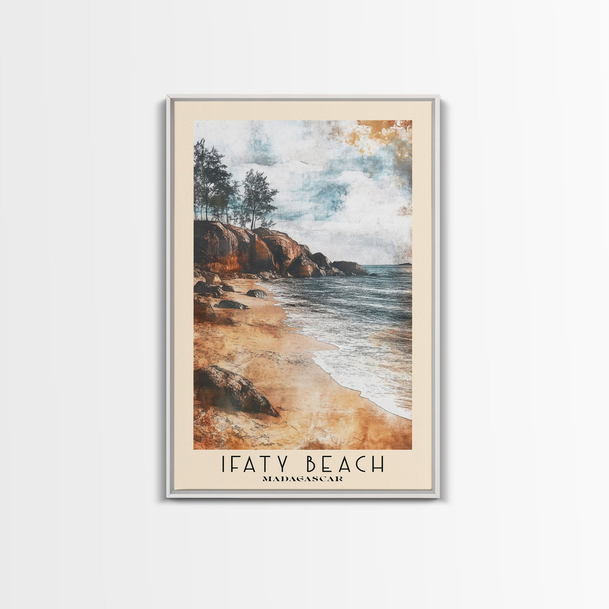 Ifaty Beach, Madagascar Watercolor Print, Vacation Gift, Madagascar Wall Art, Beach Painting, Beach Decor, Large Wall Art, Wood Frame Art