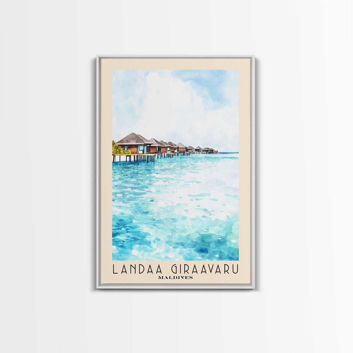 Landaa Giraavaru, Maldives Watercolor Beach Print, Vacation Gift, Maldives Wall Art, Beach Painting, Beach Decor, Beach Painting