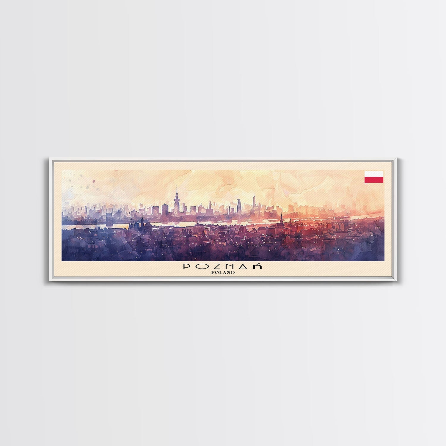Pozna Poland Travel Art, City Art, Framed Canvas Print or Metal Wall Art, Europe Travel Poster, Panoramic Wall Art, Extra Wide Wall Art
