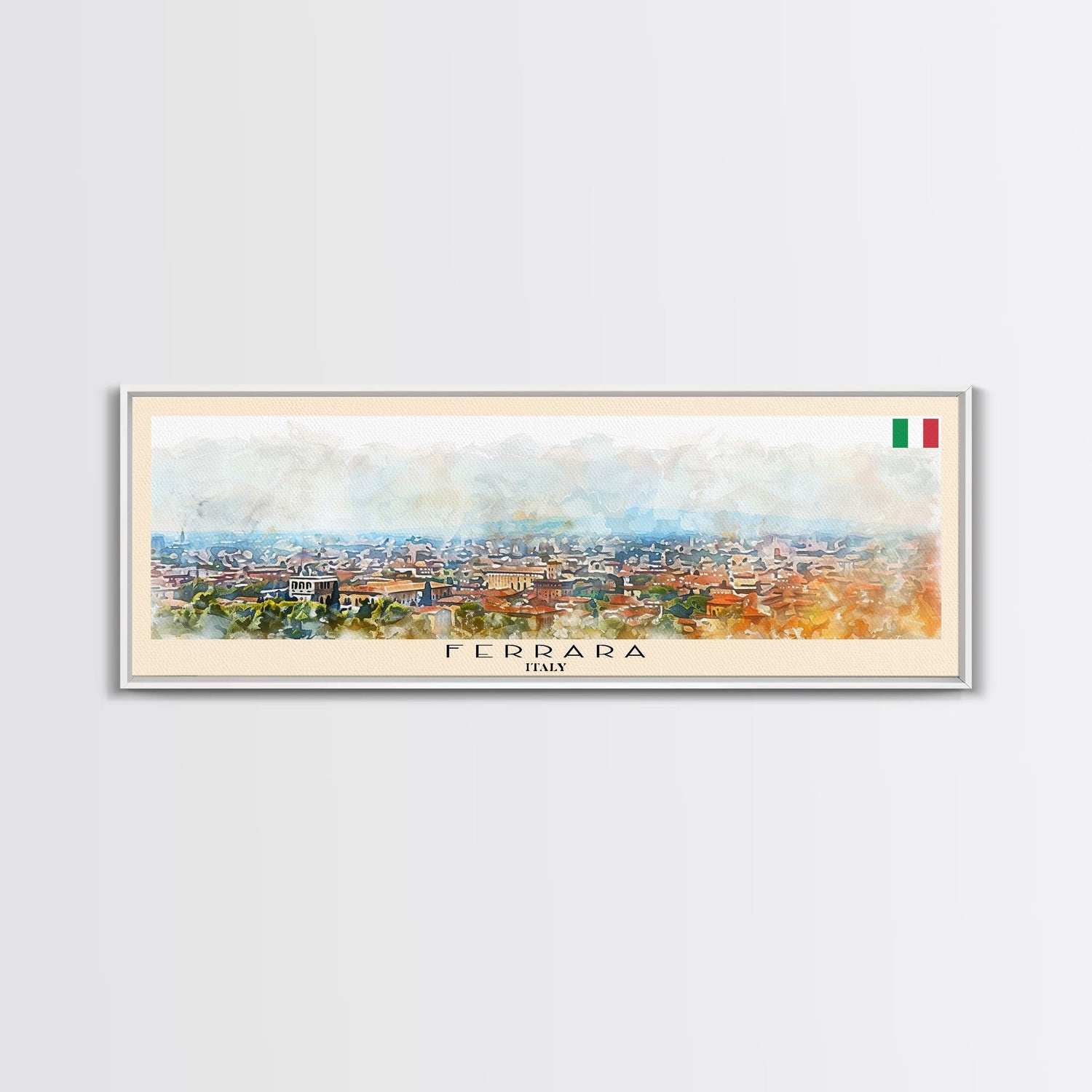 Ferrara Italy Travel Art, City Art, Framed Canvas Print or Metal Wall Art, Europe Travel Poster, Panoramic Wall Art, Extra Wide Wall Art