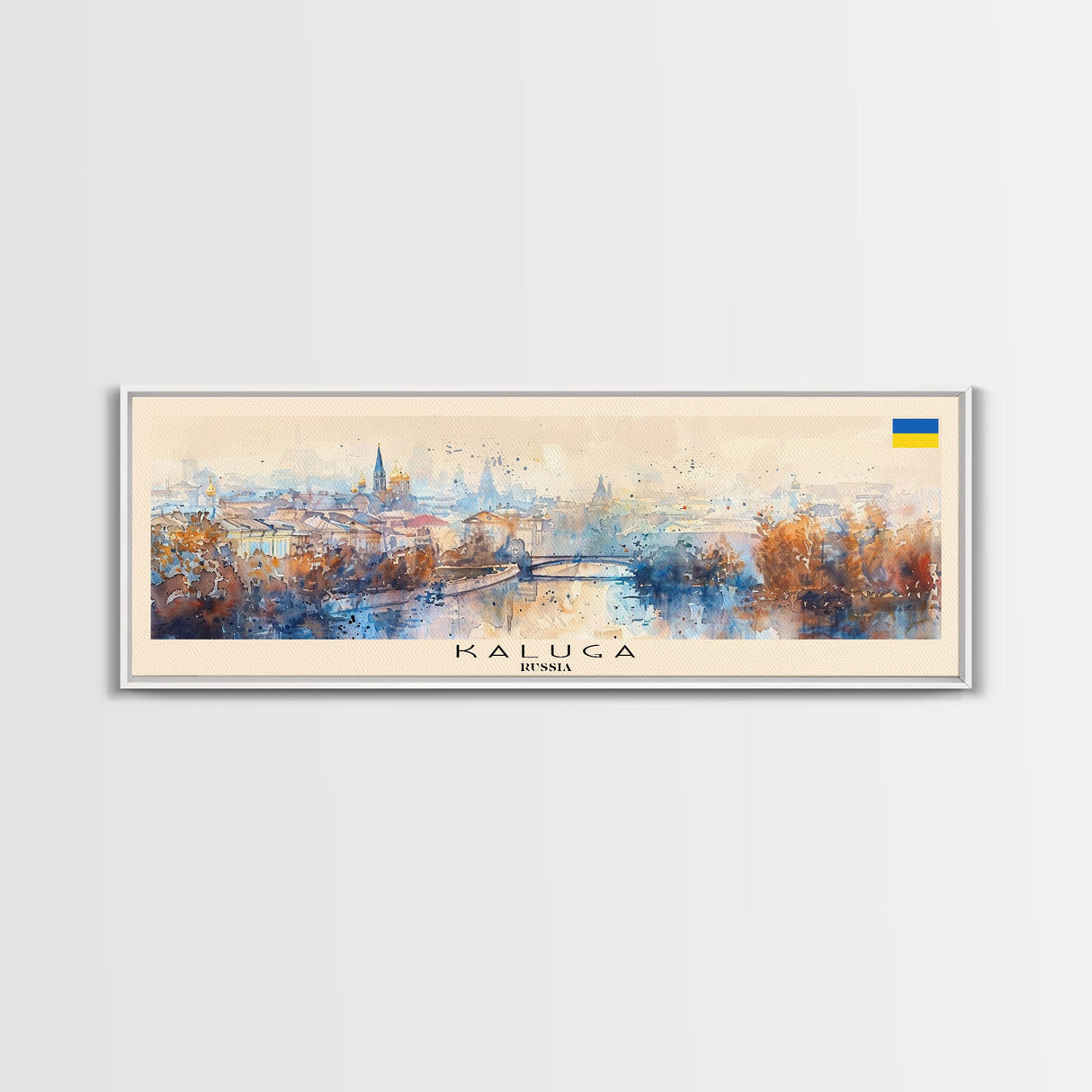 Kaluga Russia Panoramic Travel Poster, Framed Canvas Print or Metal Wall Art, Travel Art, Home Decor, Panoramic Painting, Midcentury Art