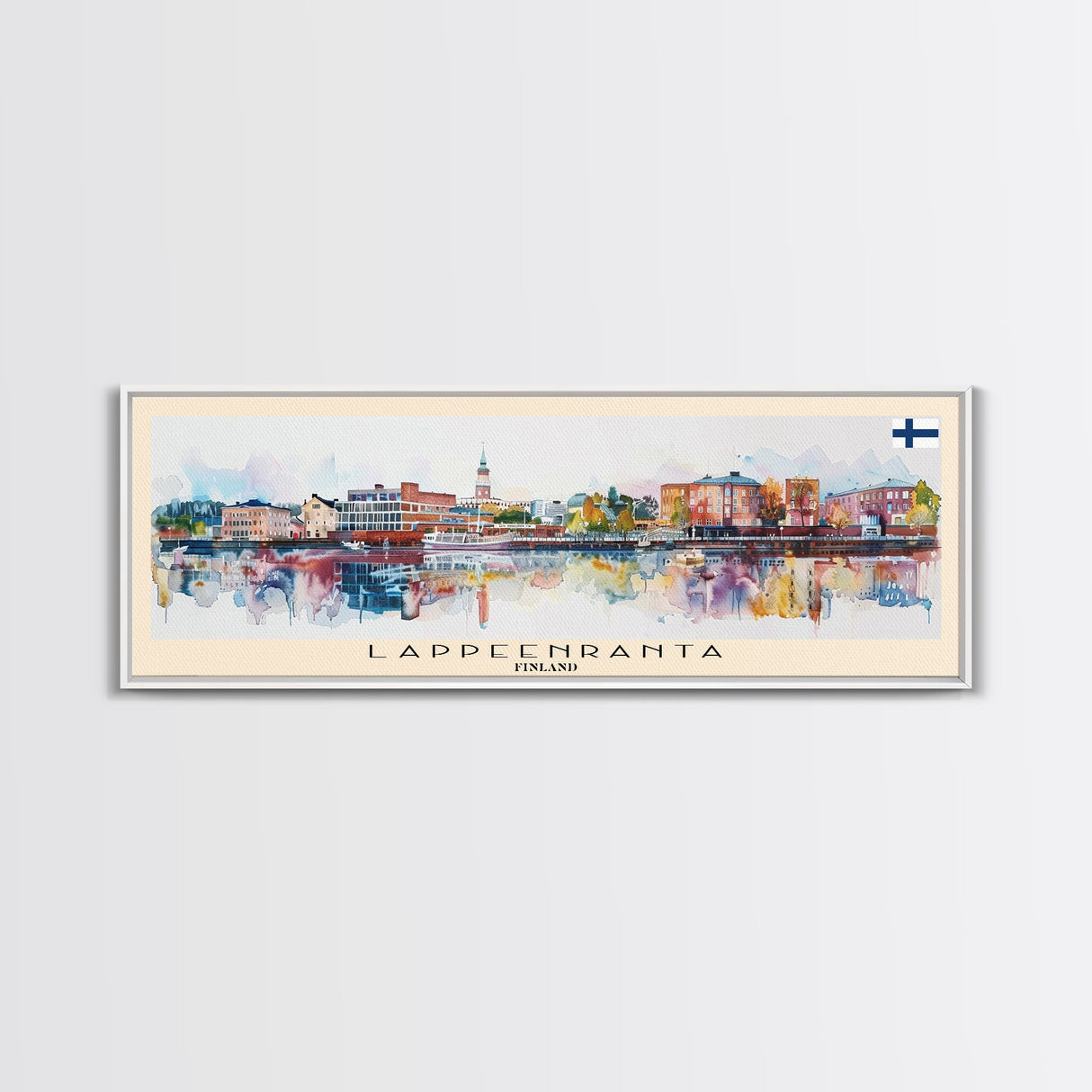 Lappeenranta Finland Panoramic Travel Poster, Framed Canvas Print or Metal Wall Art, Travel Art, Home Decor, Panoramic Painting, Midcentury Art