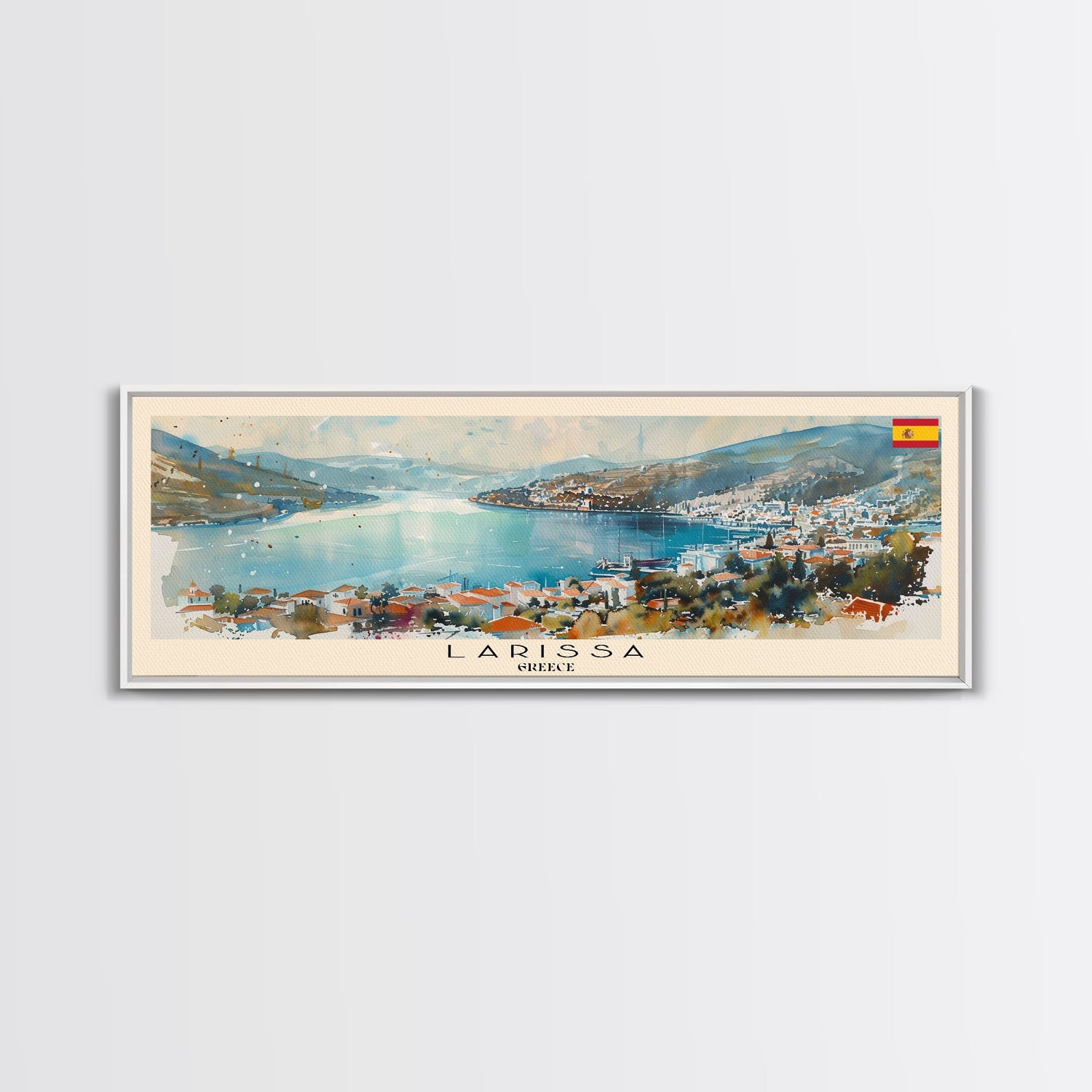 Larissa Greece Wall Art, Panoramic Travel Poster, Panoramic Framed Canvas Print, City Wall Art, Wall Hanging Home Decor, Travel Art
