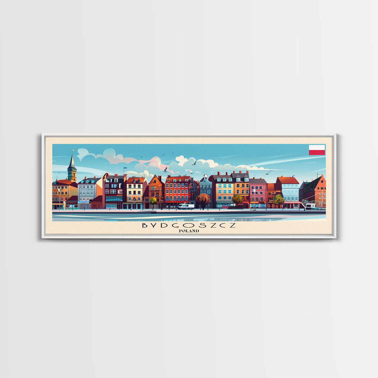 Bydgoszcz Poland Travel Art, City Art, Framed Canvas Print or Metal Wall Art, Europe Travel Poster, Panoramic Wall Art, Extra Wide Wall Art