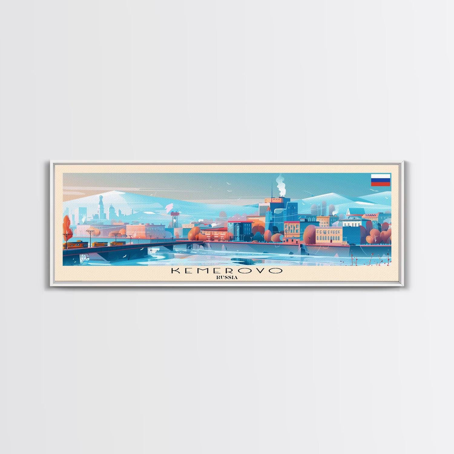 Kemerovo Russia Travel Print Wall Art, Panoramic City Art, Travel Art, Wall Decor, Vacation Gift, Framed Canvas Print Or Metal Art