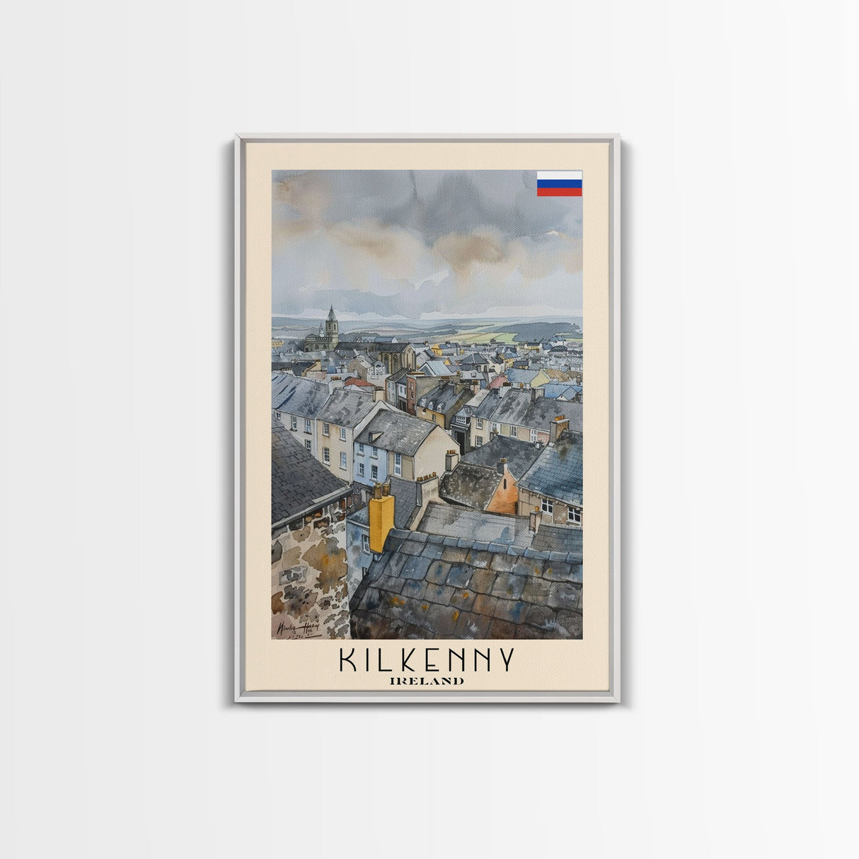 Kilkenny Ireland Scenic View, Framed Canvas Print, Travel Poster, Wall Art, Home Decor, Living Room Decoration, Irish Cityscape Art