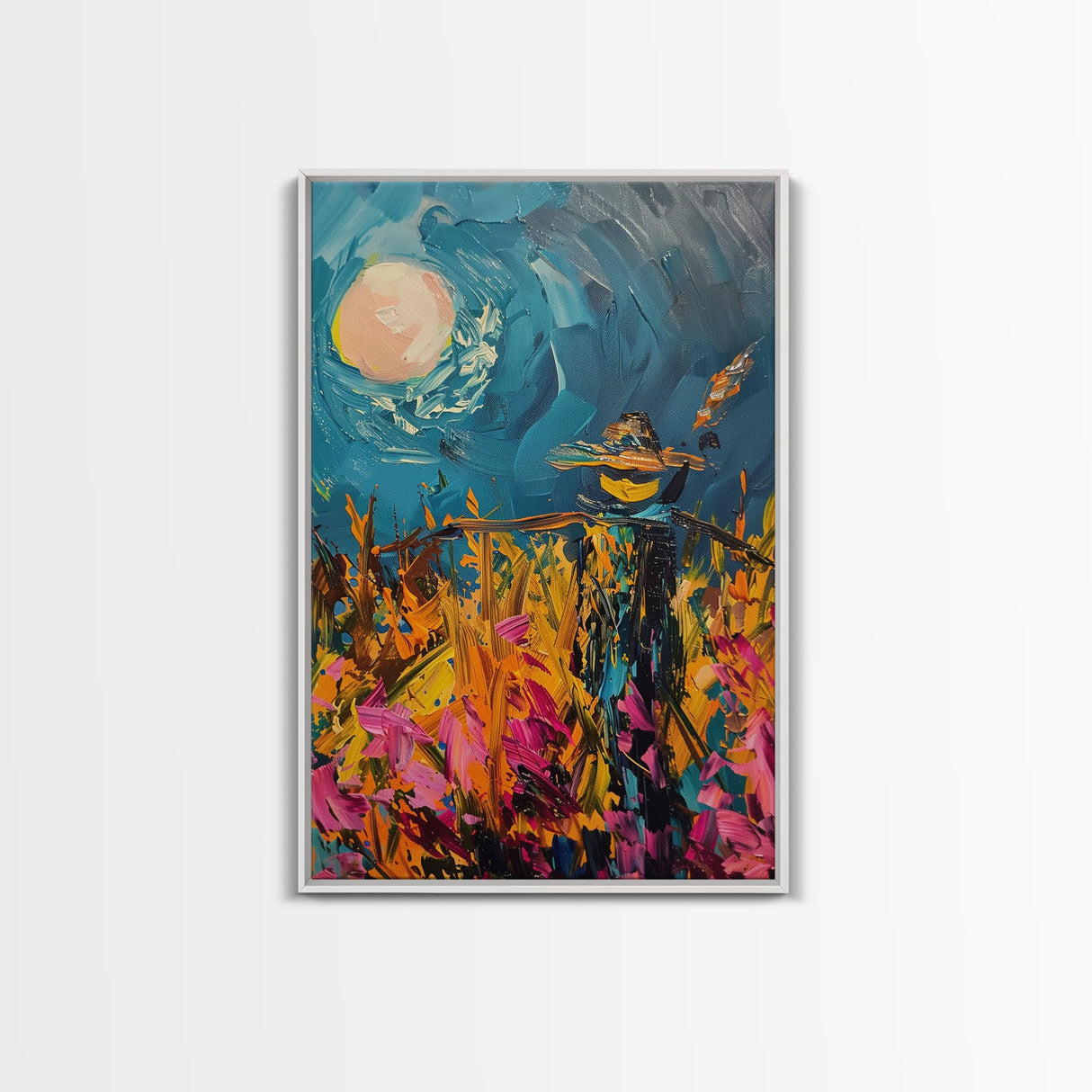 Halloween Ghostly Specter in Enchanted Forest Framed Canvas Print, Spooky Wall Art, Home Decor, Witch's Lair, Gift Idea, Midnight Haunt