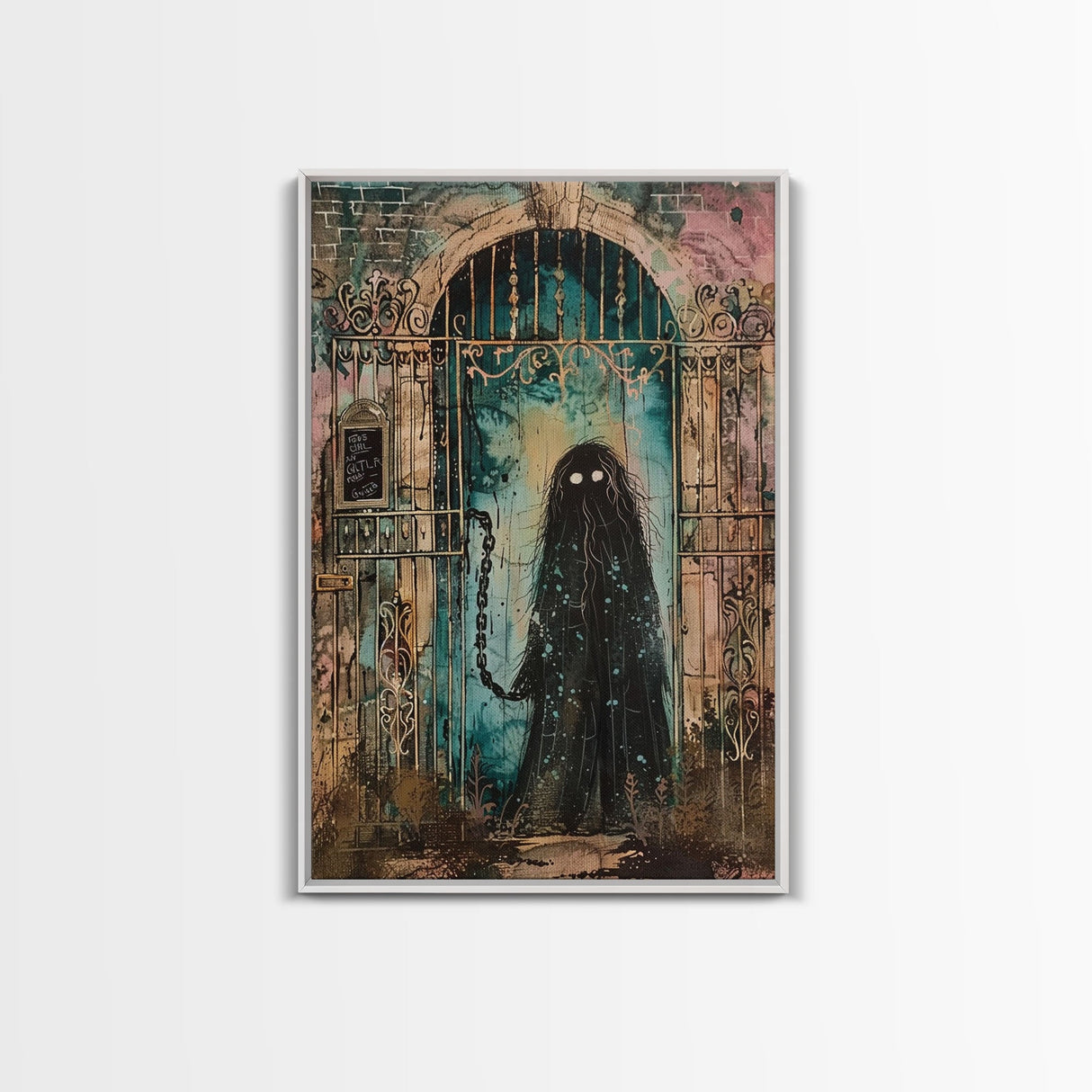 Halloween Creepy Doll, Framed Canvas Print, Wall Art, Spooky Decor, Halloween Decoration, Living Room Art, Unique Gift