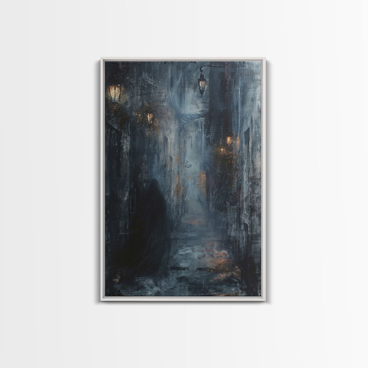 Shadowy Alley Canvas Print - Halloween Art, Spooky Home Decor, Dark Alley Wall Art Ghost Art Halloween Decor, Framed Canvas Print Creepy Art