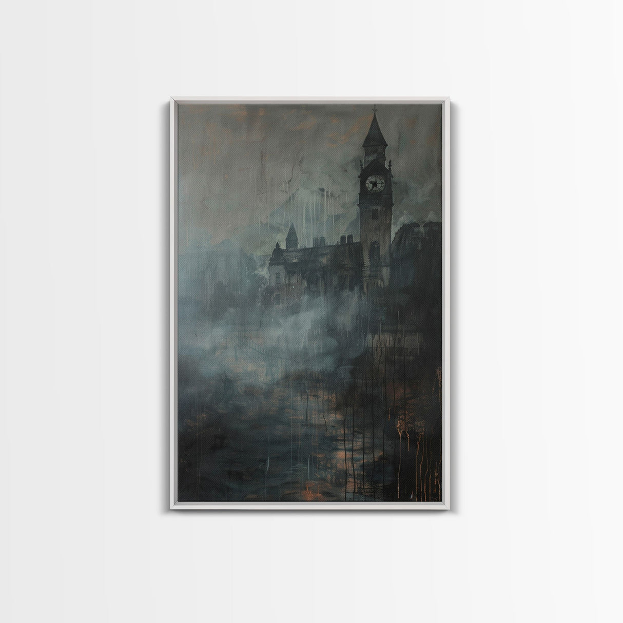 Haunted Gothic Castle, Halloween Art Print, Spooky Home Decor, Framed Canvas Print, Creepy Art, Halloween Wall Decor, Seasonal Wall Art