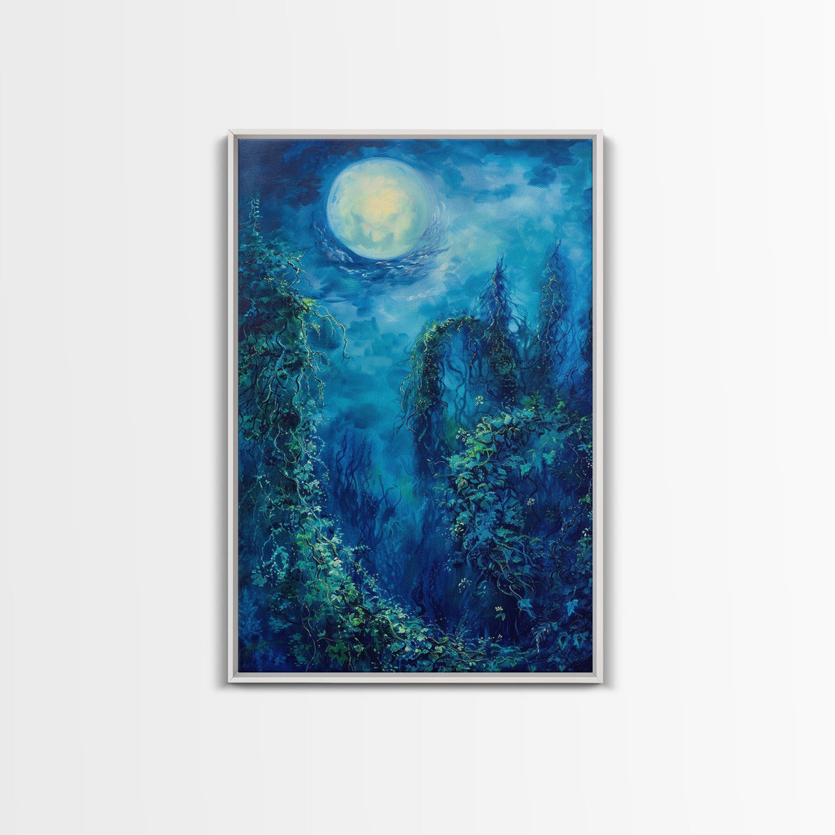 Moonlit Forest Path, Halloween Art, Spooky Wall Decor, Framed Canvas Print, Creepy Art, Halloween Wall Decor, Seasonal Wall Art