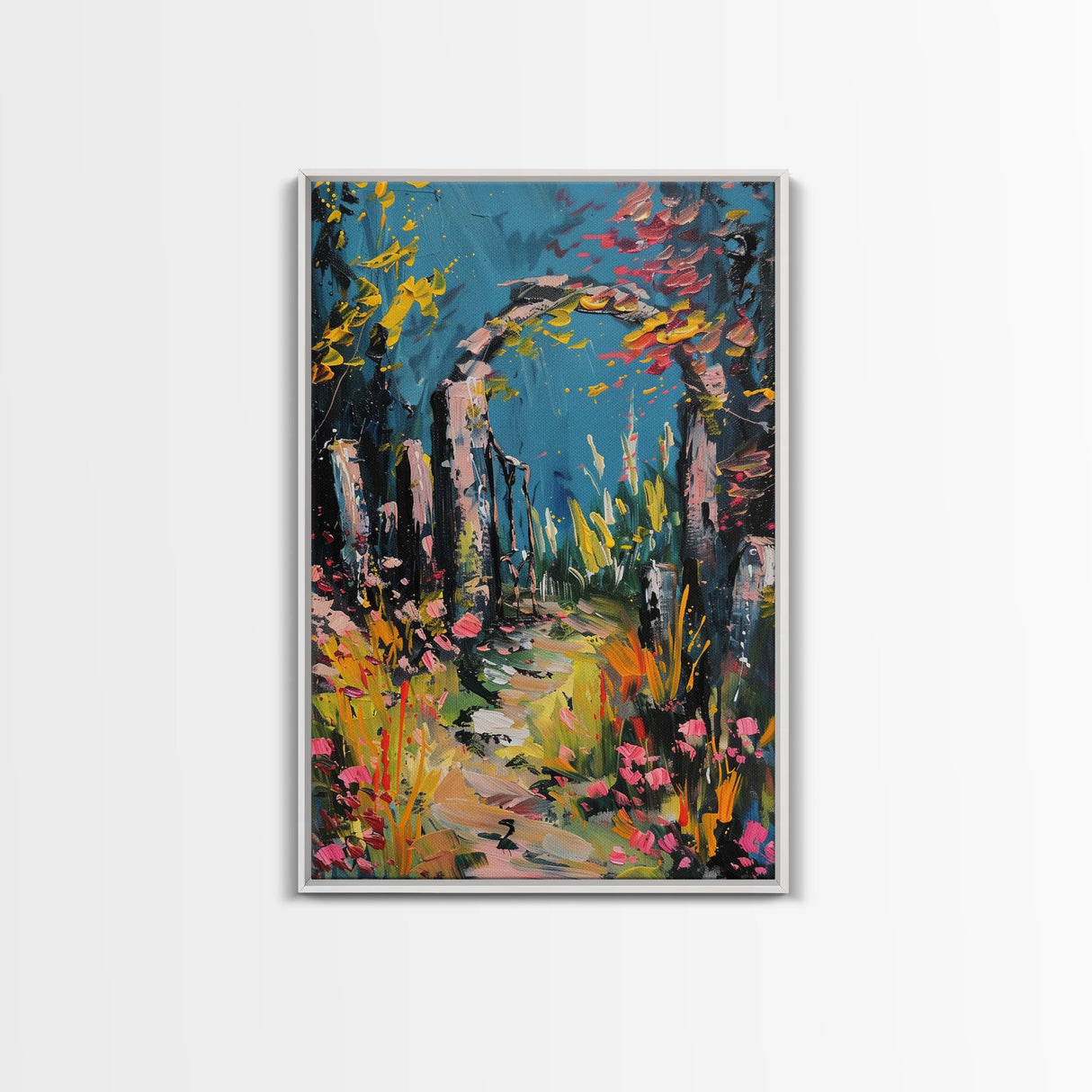 Spooky Graveyard at Night Framed Canvas Print, Ghostly Wall Art, Haunted Cemetery Scene, Halloween Decor, Eerie Artwork, Framed Canvas Print