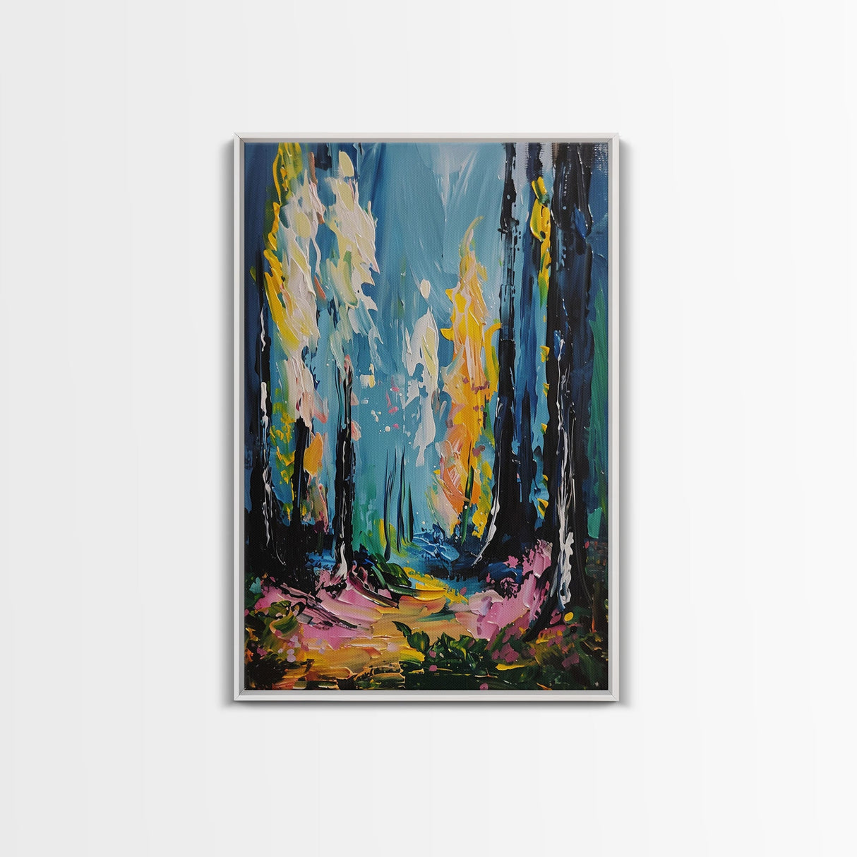 Ghostly Churchyard Framed Canvas Print, Halloween Haunted Church, Spooky Graveyard Art, Gothic Decor, Nighttime Artwork, Framed Canvas Print