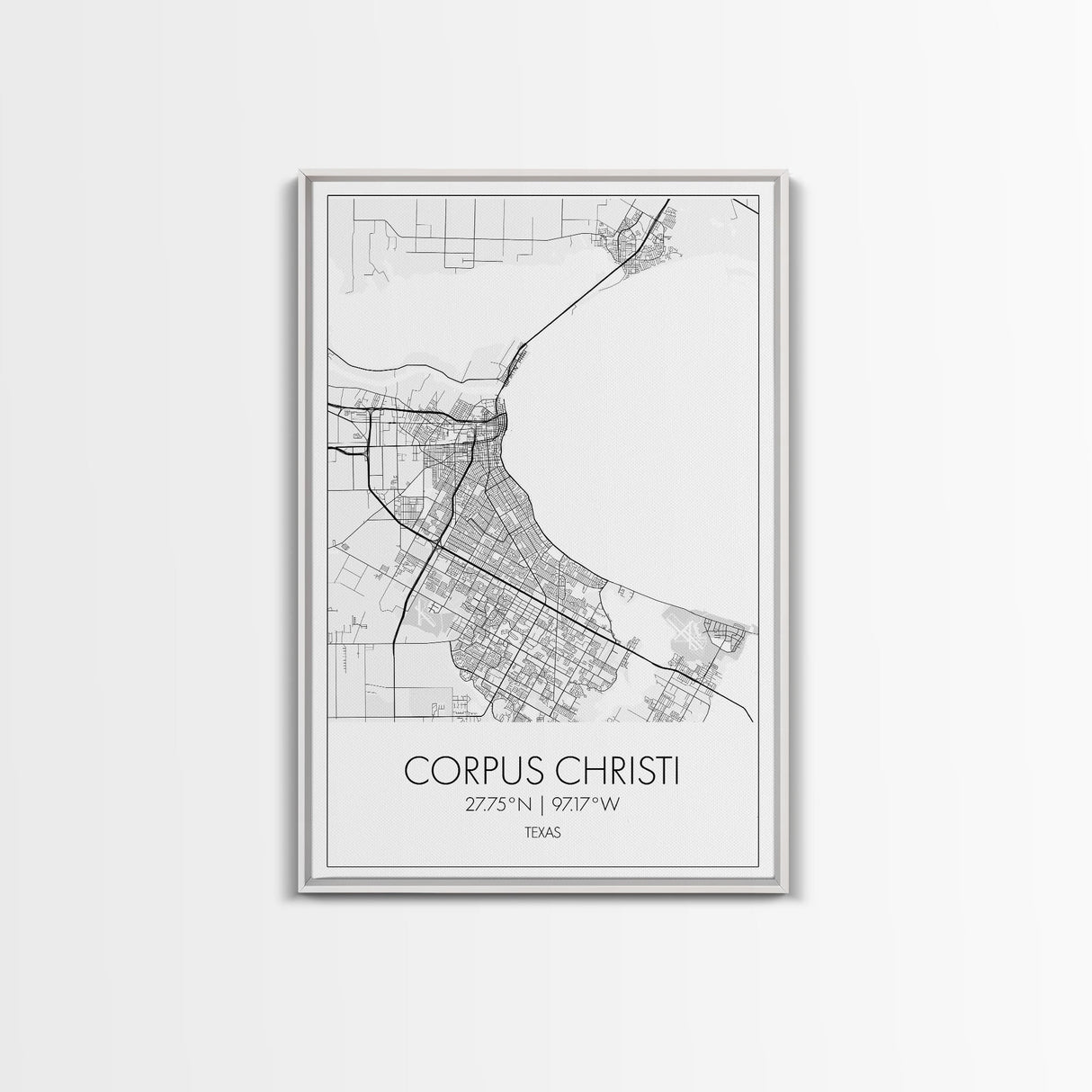 Corpus Christi Street Map, Texas Map, City Map Art, Minimalist Art, Wall Art, Canvas Print, Travel Wall Décor, Gift For Dad, Office Décor