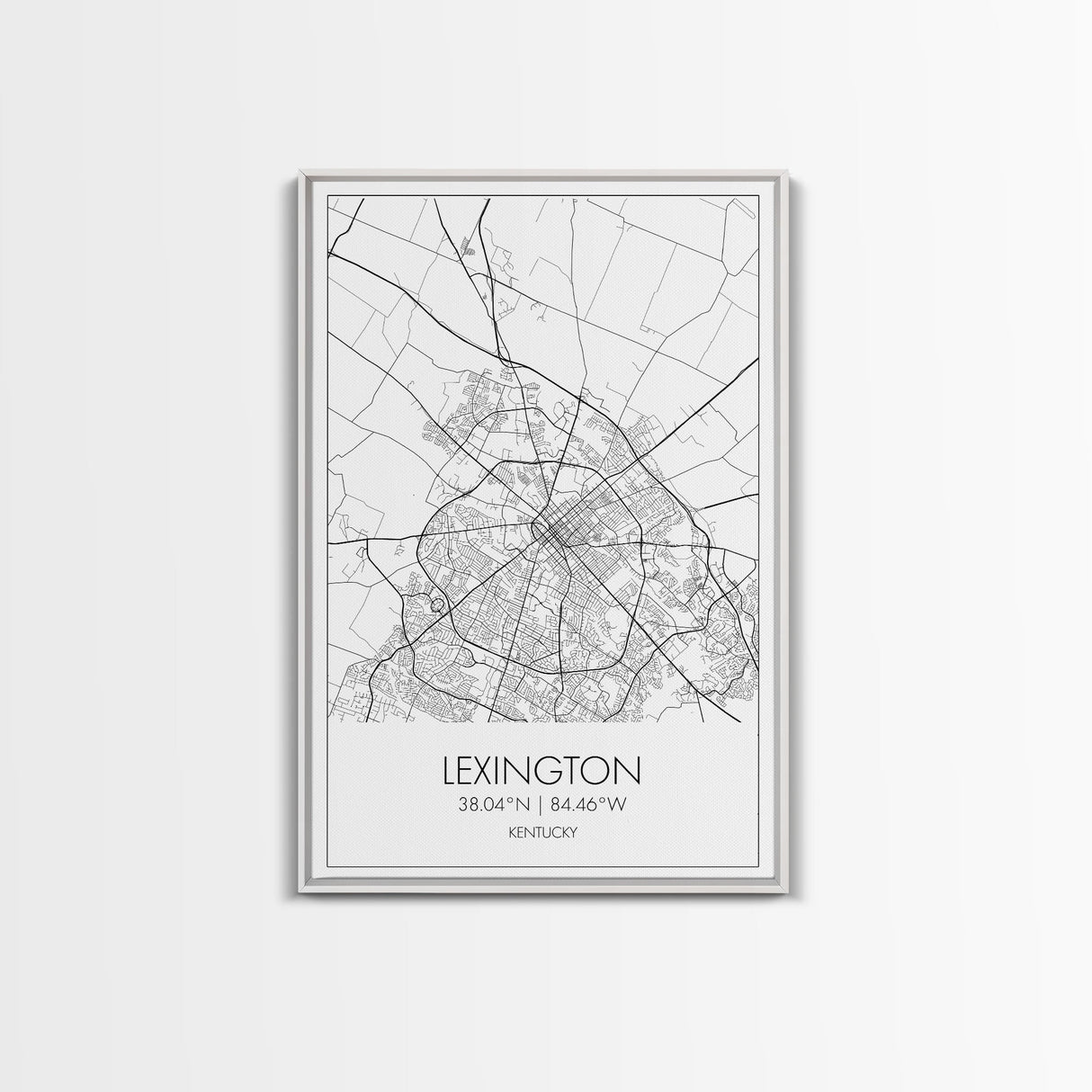 Lexington Street Map, Kentucky Map, City Map Art, Modern Wall Art, Wall Art, Canvas Print, Travel Wall Art, Dorm Room Décor, Engagement Gift