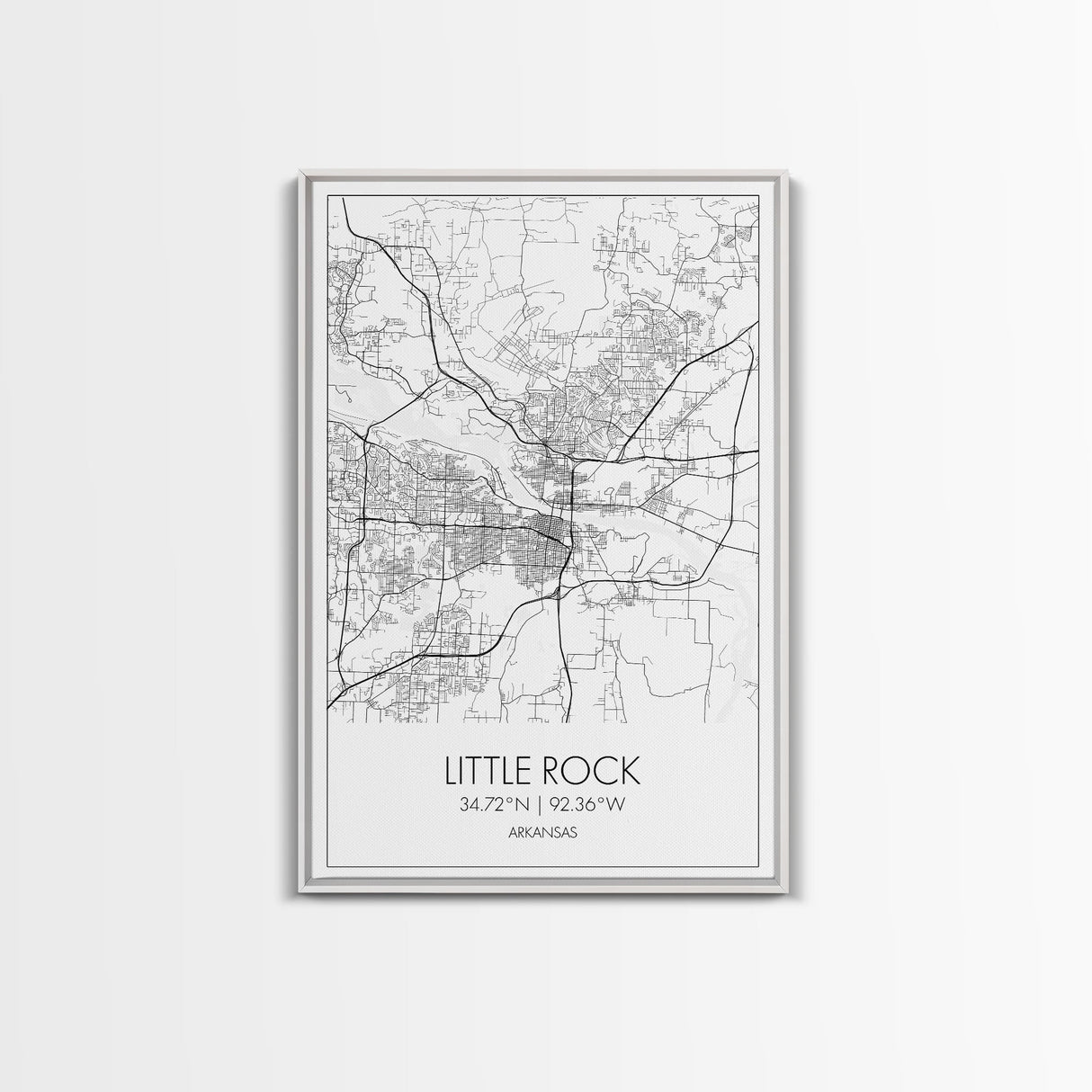 Little Rock Street Map, Arkansas Map, City Map Art, Modern Wall Art, Wall Art, Canvas Print, Travel Lover Gift, Kids Wall Art, Travel Art