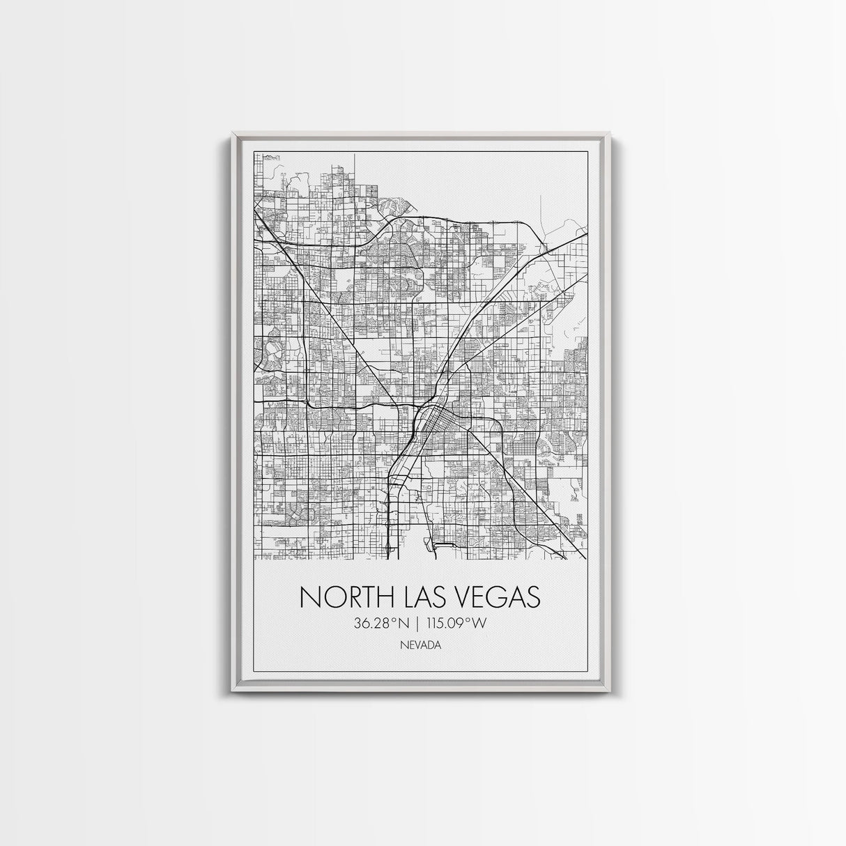 North Las Vegas Street Map, Nevada Map, City Map Art, Modern Art, Wall Art, Canvas Print, Wall Décor Bedroom, Honeymoon Gift, Travel Art