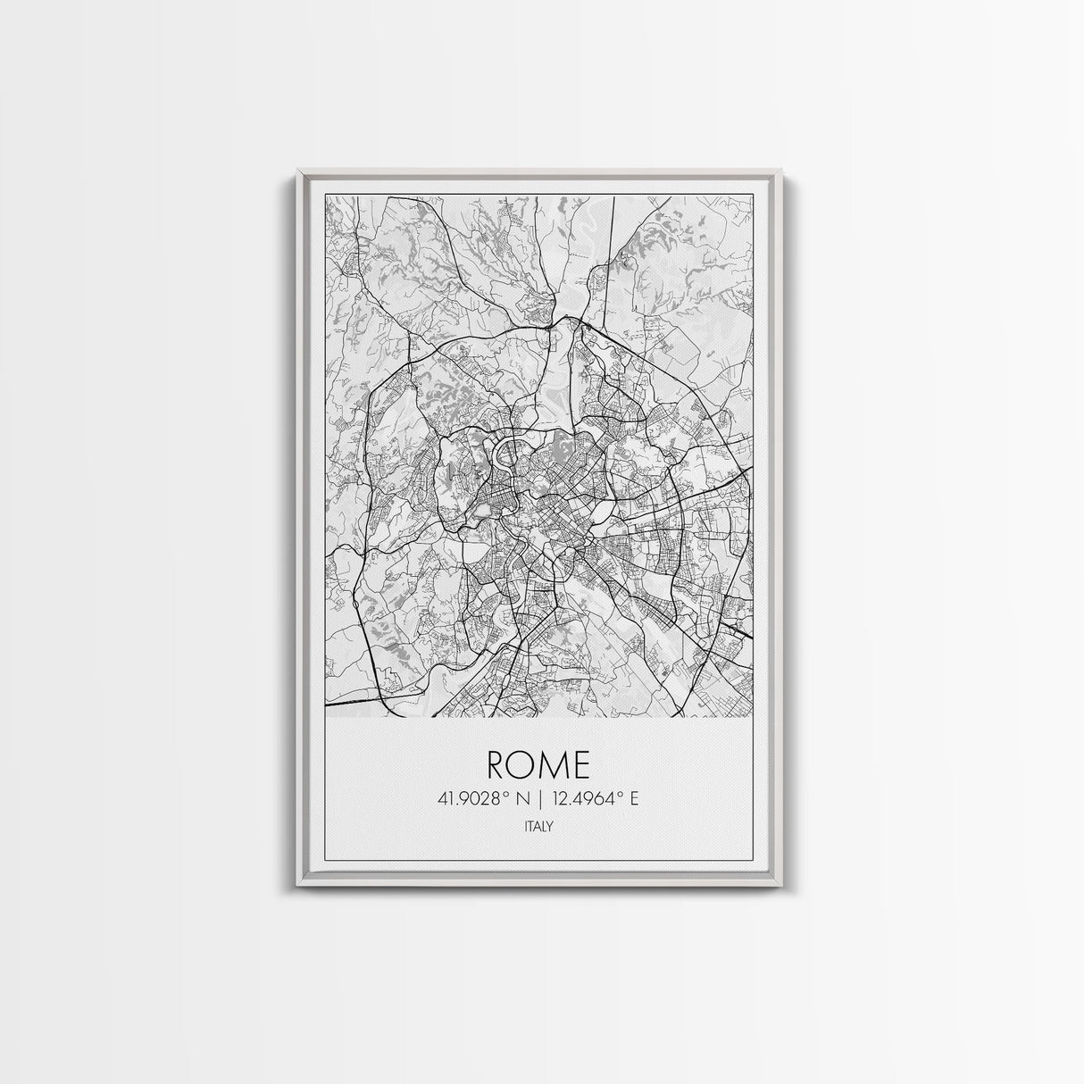 Rome Street Map, Italy Map, Europe City Map Art, Minimalist Art, Wall Art, Canvas Print, Girl Room Décor, Housewarming Gift, Travel Wall Art