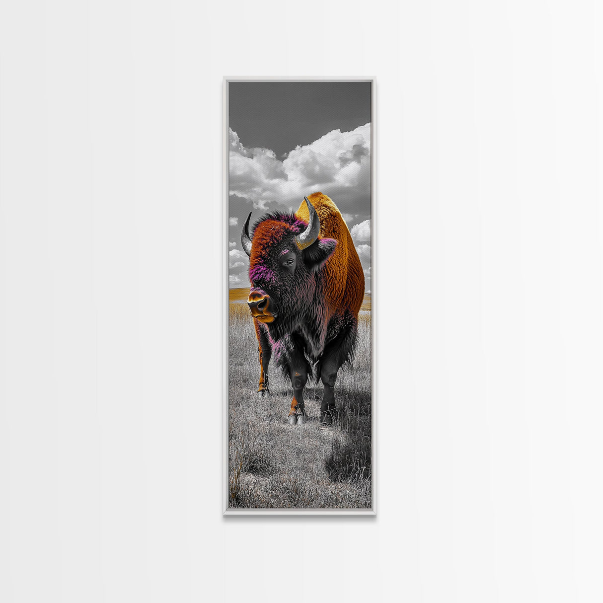 Vibrant Western Bison Framed Canvas Print | Rustic Wildlife Art | Moody Southwest Wall Art | Farmhouse Decor | Nature Art | Gift Idea