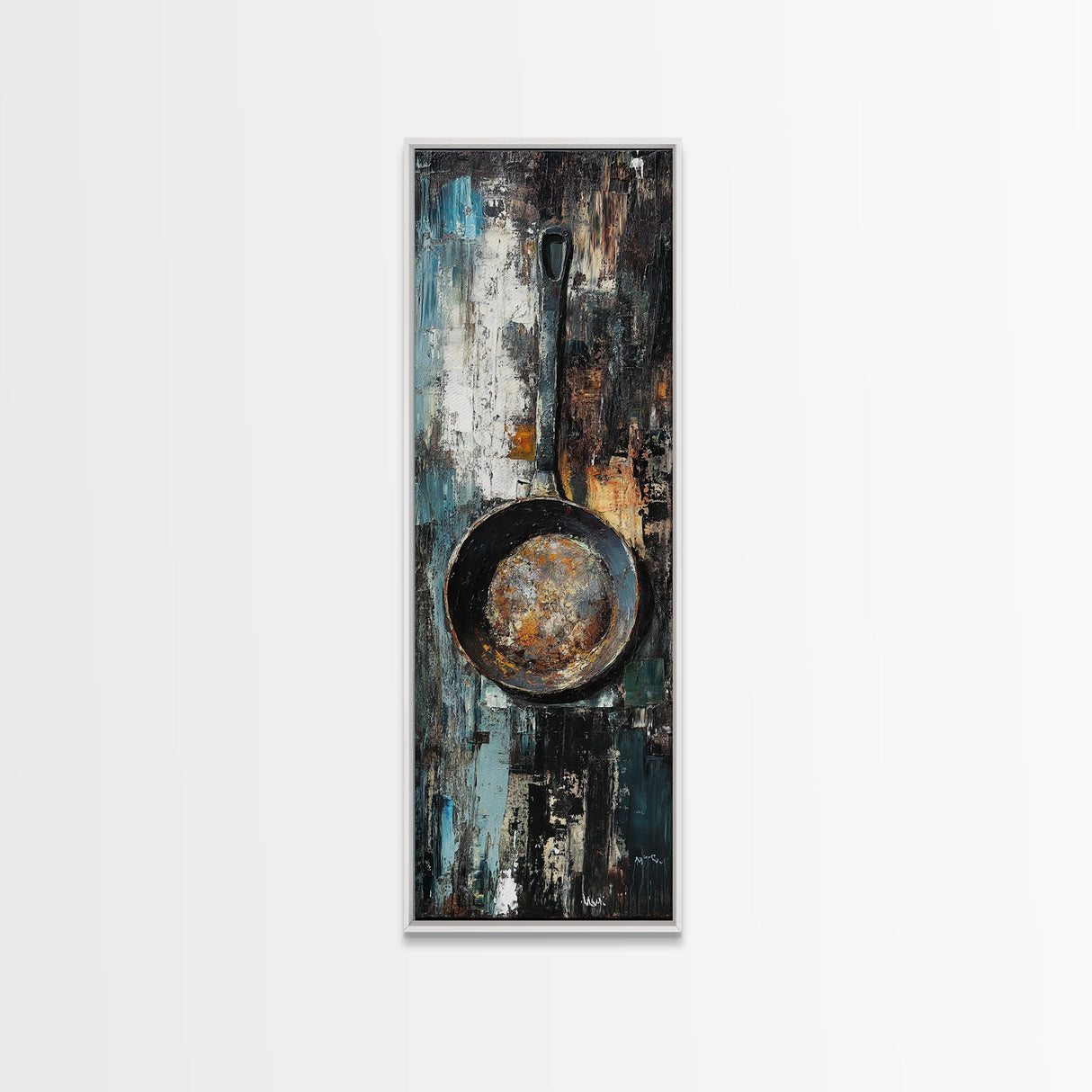 Rustic Frying Pan Art Framed Canvas Print Kitchen Wall Art Food Review Kitchen Art Rustic Decor Moody Art Wabi Sabi Wall Art