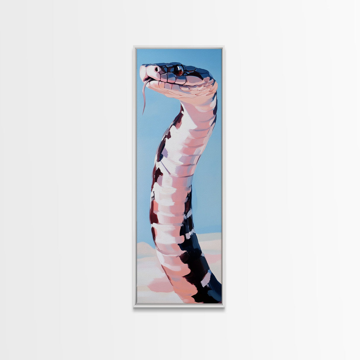 Black and White Snake Pink Canvas Print, Moody Art, Minimalist Art, Vertical Wall Art, Rustic Decor, Gift Idea Him