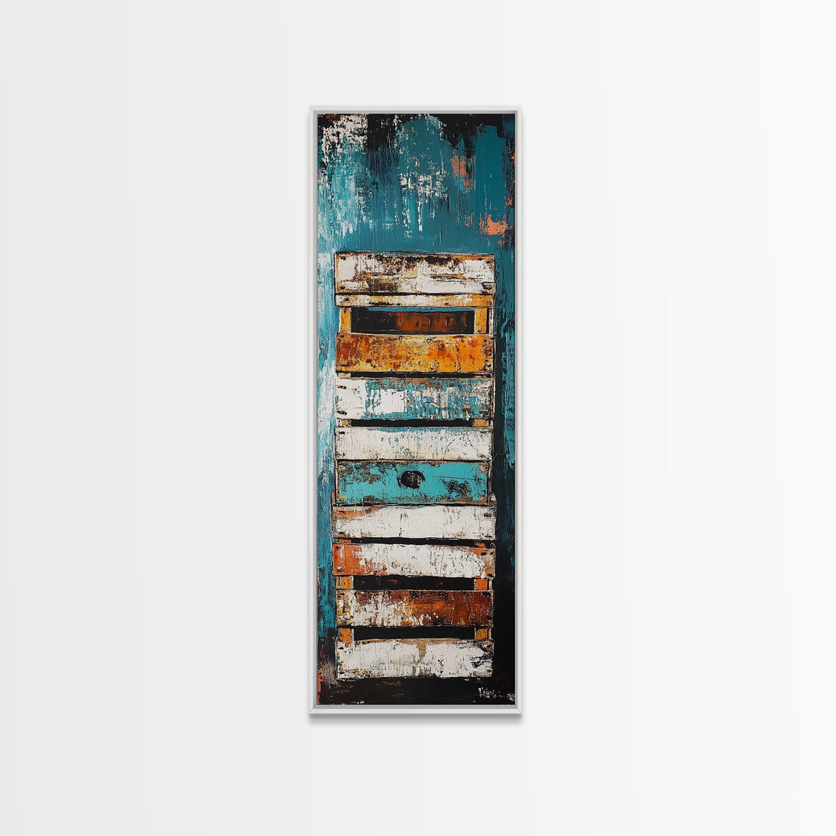 Weathered Wooden Door Rustic Decor Framed Canvas Print Wabi Sabi Art Farmhouse Art Long Narrow Wall Art Above Couch Art