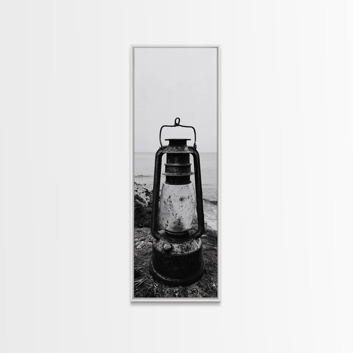 Weathered Lantern, Coastal Art, Canvas Print, nautical wall art, seascape painting, coastal decor, moody art, rustic wall art, guest room art