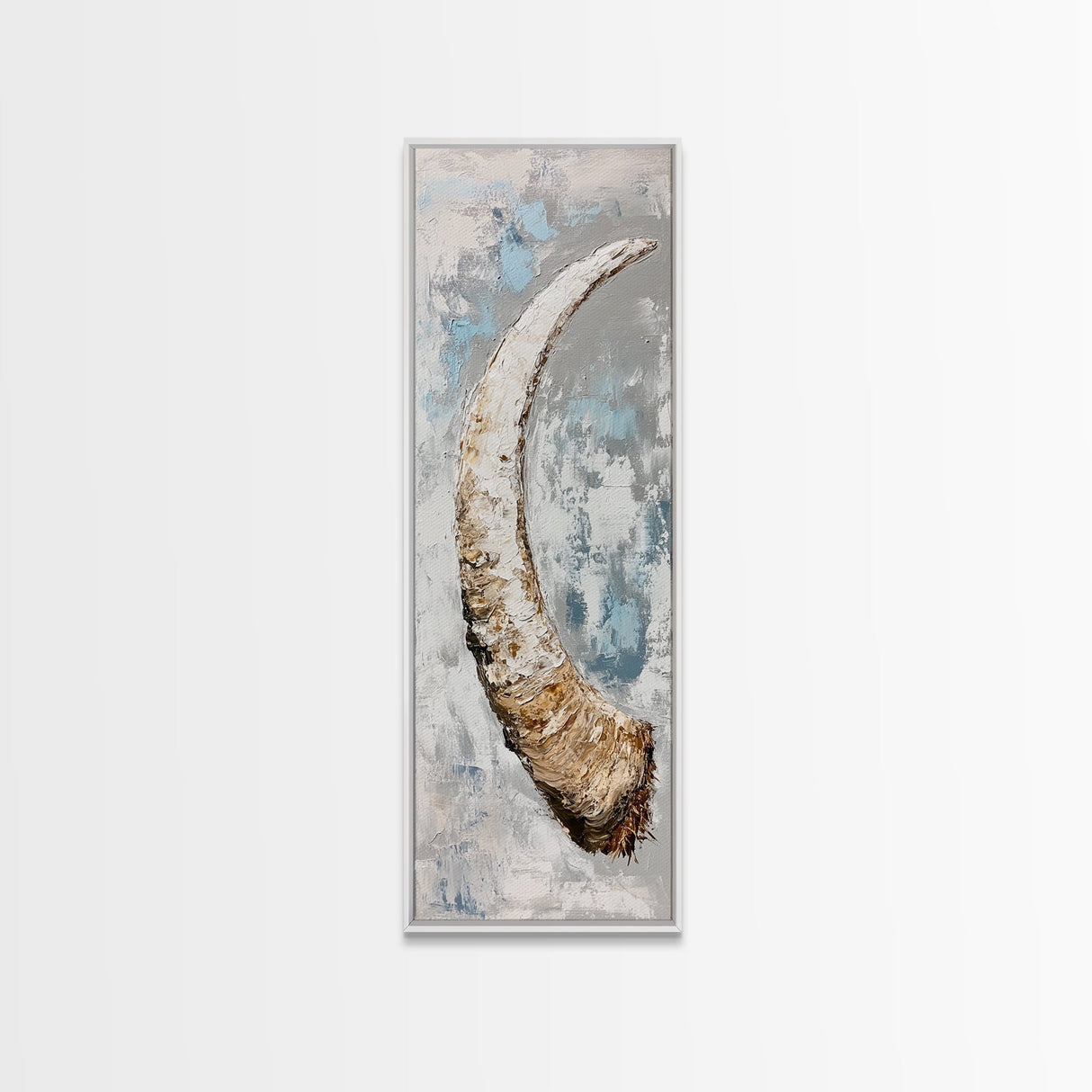 Abstract Horn Art Rustic Wall Decor Framed Canvas Print | Wabi Sabi Art | Minimalist Art | Neutral Home Decor | Textured Painting
