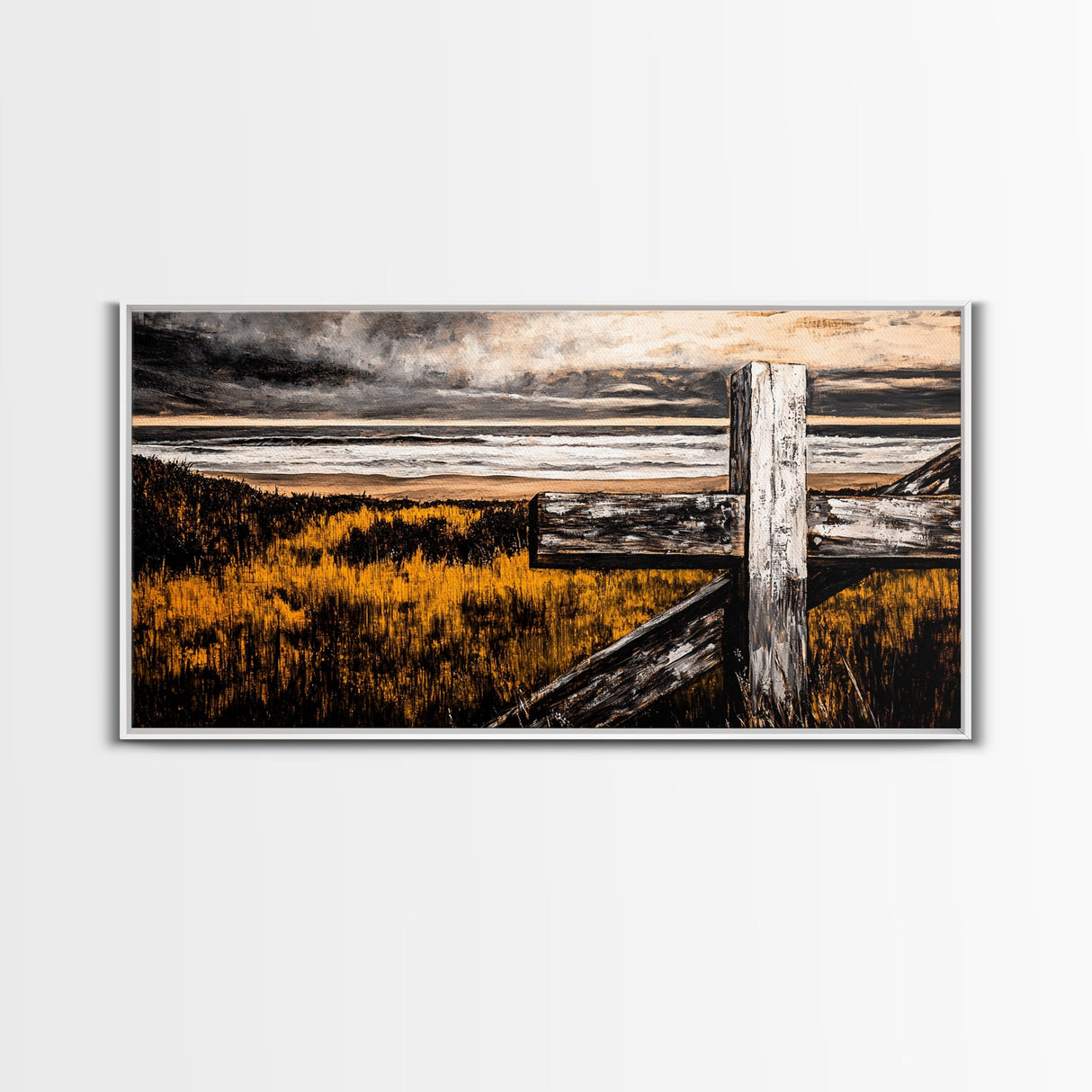 Rustic Cross, coastal landscape art, farmhouse art, nautical wall art, inspirational wall decor, beach house decor, Canvas Print