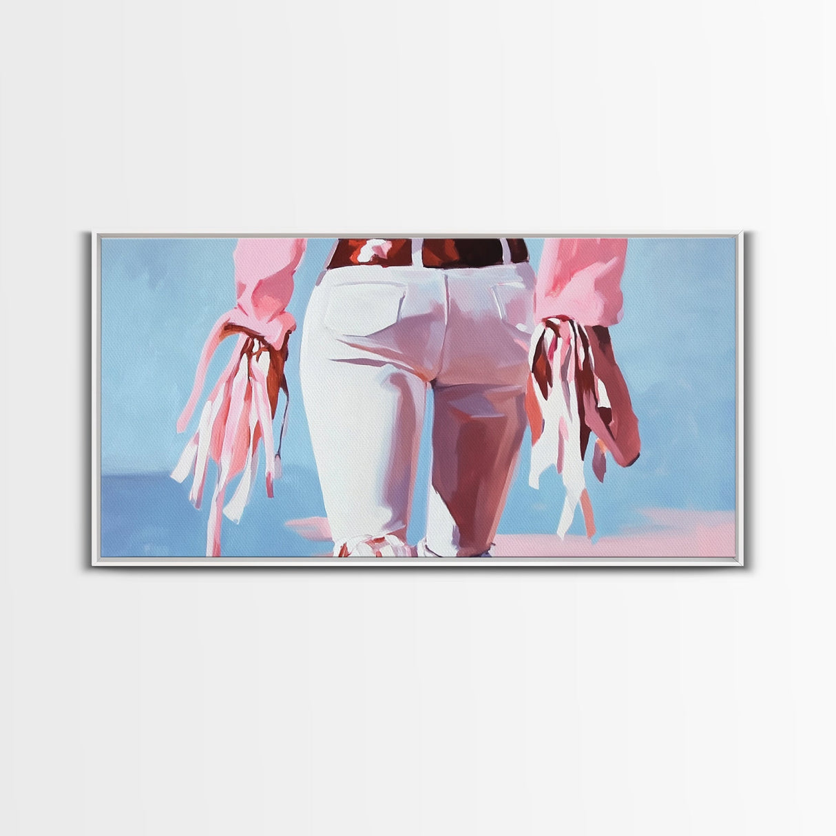 Pink Cowgirl, Western Art, Black Cowgirl Painting, Coastal Cowgirl Wall Art, Light Pink Wall Art, Canvas Print, Rustic Decor