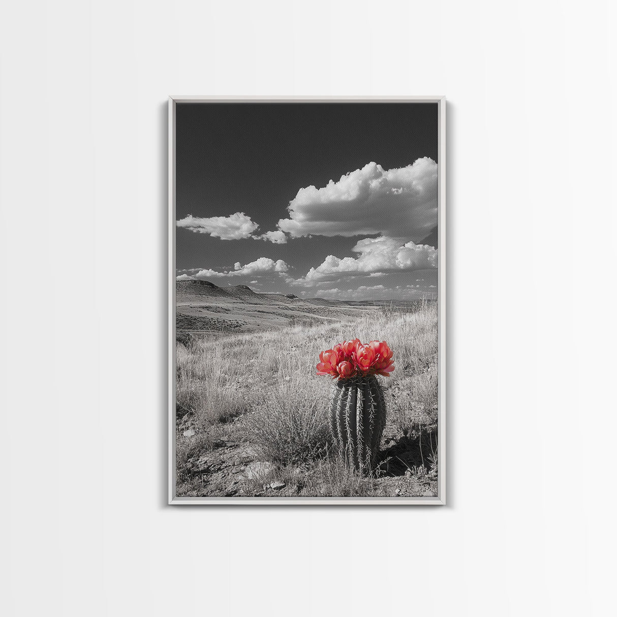 Cactus Bloom, Wildflower Painting, Botanical Prints, Nature Art, Rustic Decor, Southwest Wall Art, Canvas Print, Living Room Art
