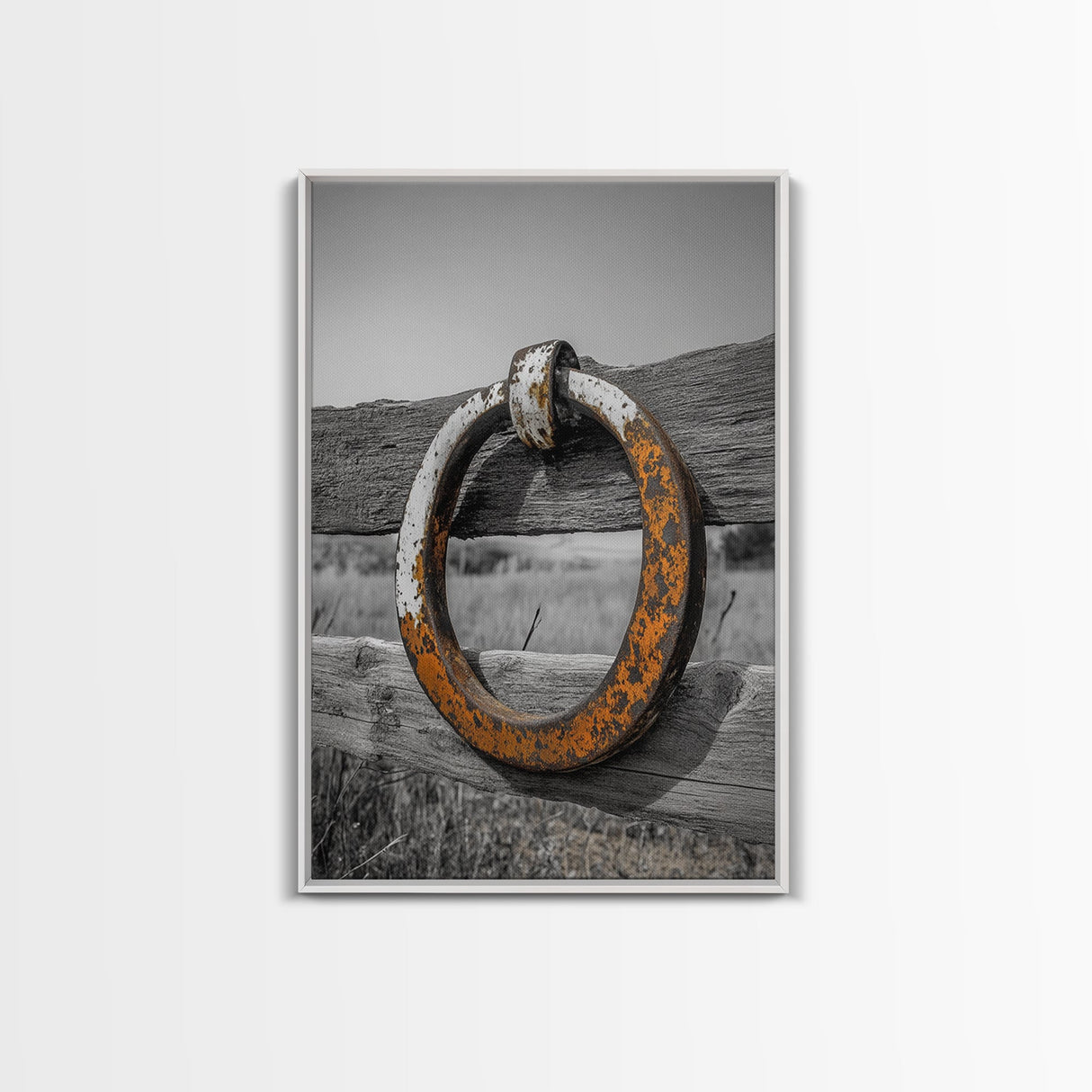 Rustic Metal Ring, Wabi Sabi Wall Art, Rustic Decor, Farmhouse Art, Minimalist Art, Weathered Metal Art, Canvas Print, Gift Idea
