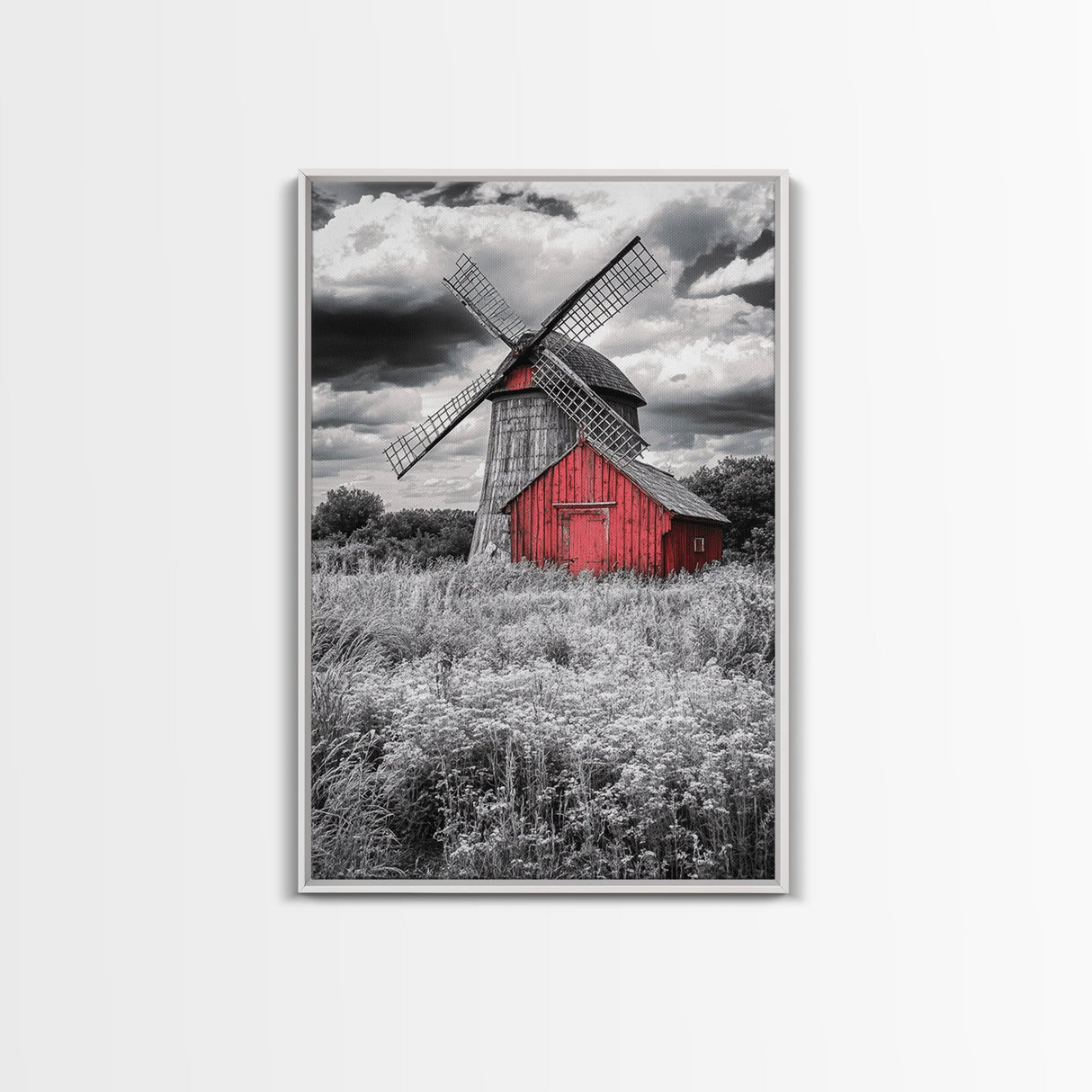 Windmill, Rustic Farm Art, Windmill Wall Art, Farmhouse Art, Minimalist Art, Rustic Decor, Wabi Sabi Art, Canvas Print, Gift Idea