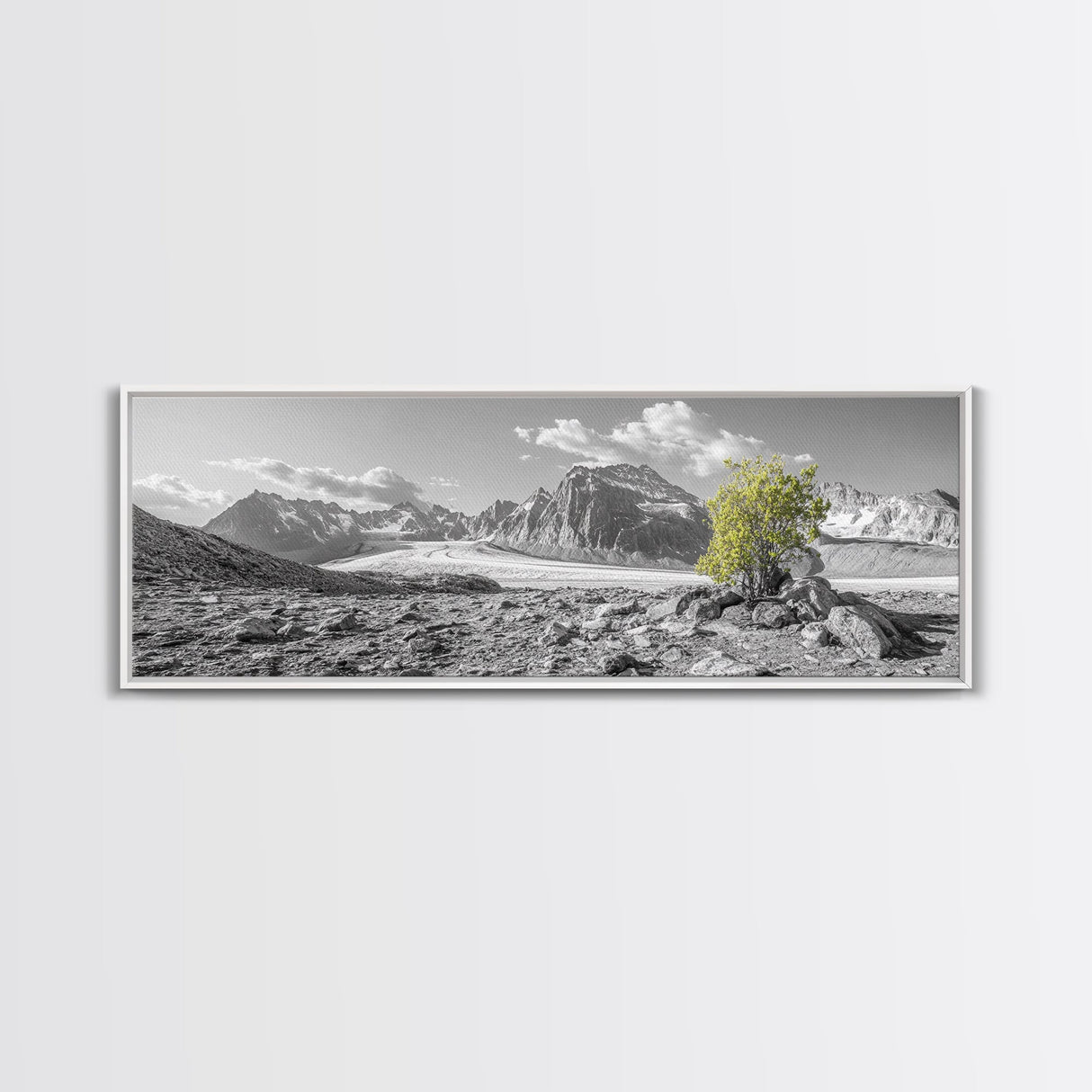Mountain scene, mountain painting, landscape painting, wabi sabi art, nature art, minimalist art, framed canvas print, extra wide art