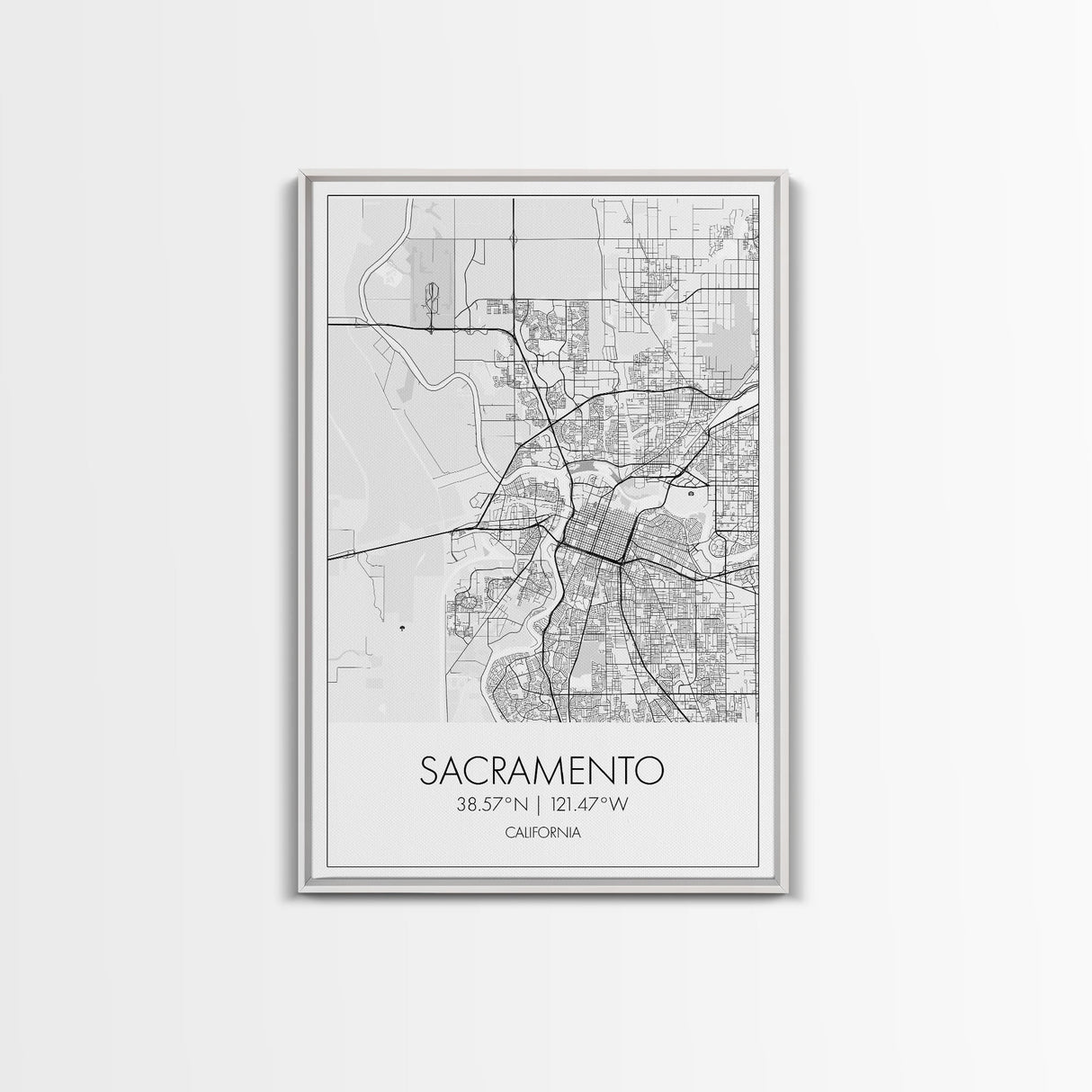 Sacramento Street Map, California Map, City Map Art, Minimalist Art, Wall Art, Canvas Print, Girls Room Art, Gift For Women, Travel Décor
