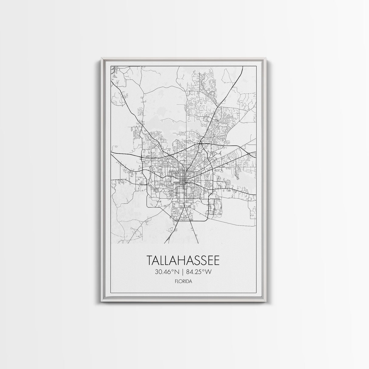 Tallahassee Street Map, Florida Map, City Map Print, Modern Wall Art, Wall Art, Canvas Print, Wall Art Canvas, Gift For Women, Travel Print