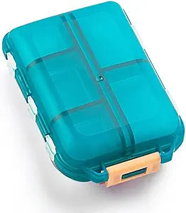 Travel Pill Organizer 10 space Box With 1000+ Free Labels Download