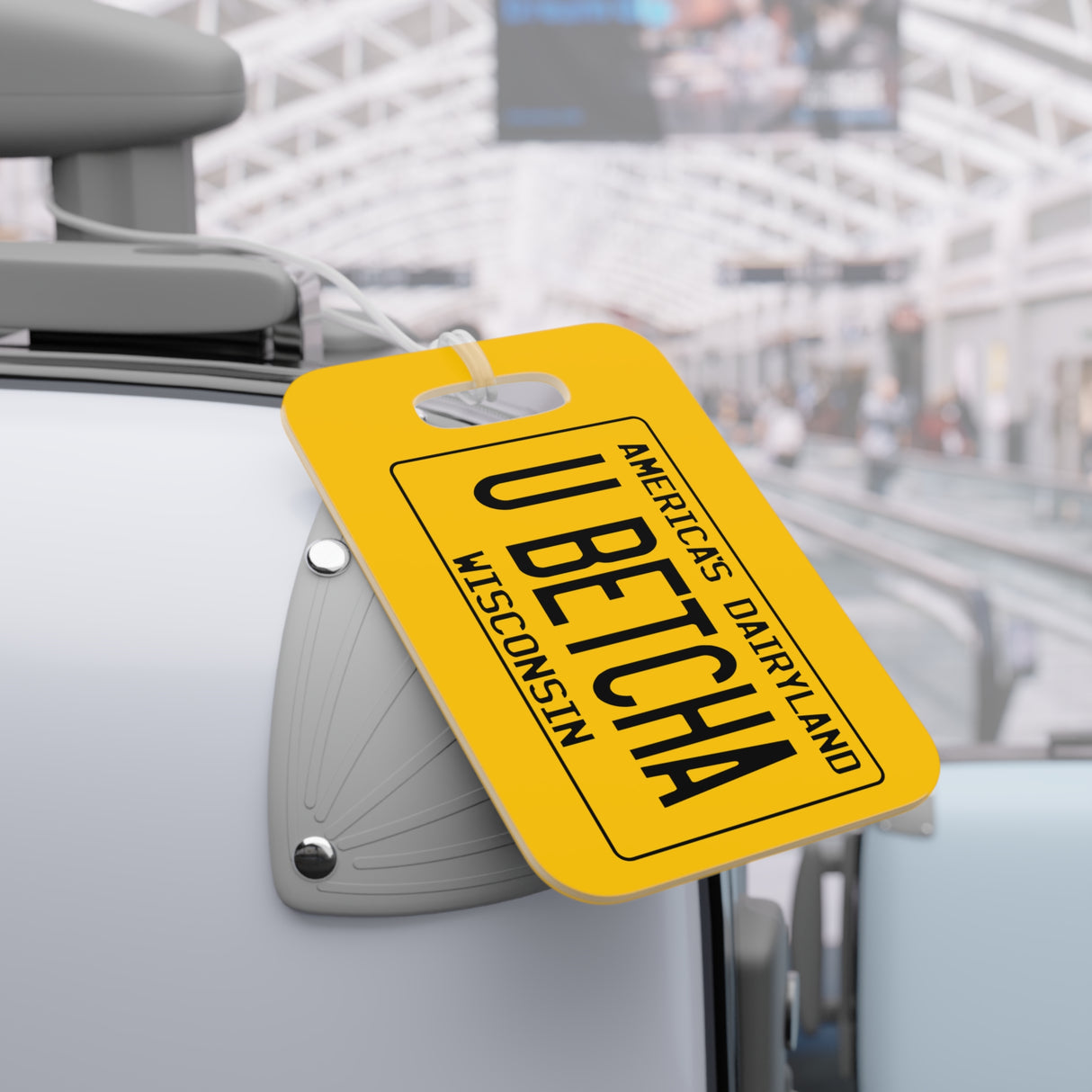 Wisconsin Retro Liscense Plate Luggage Tag - U Betcha - Badger State 1848