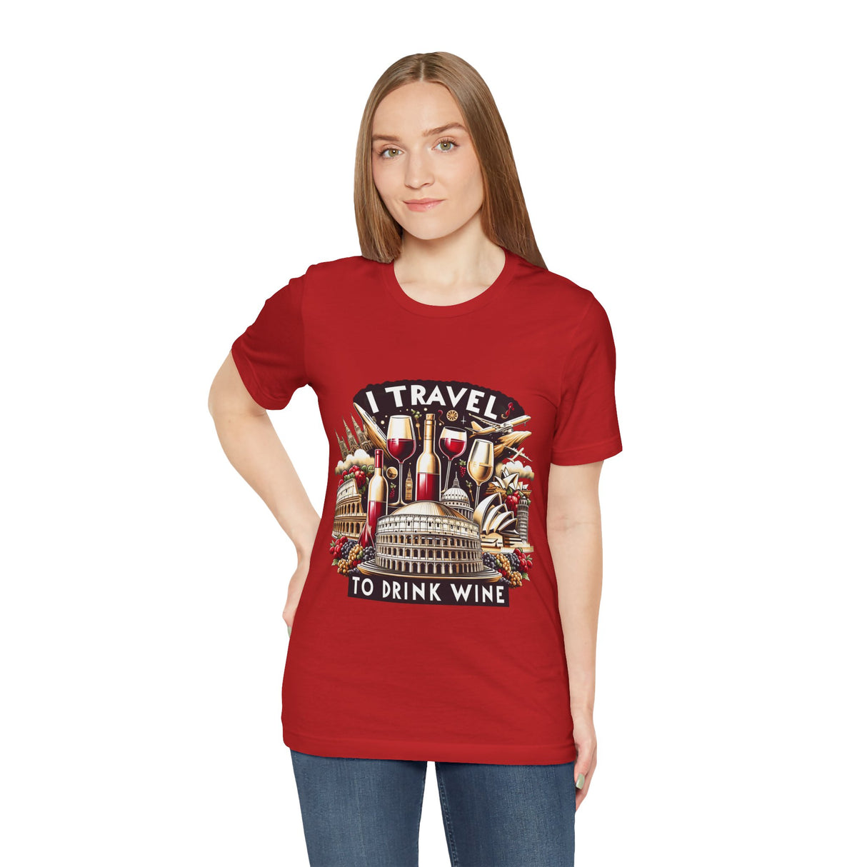 "I Travel to Drink Wine" full color T-shirt