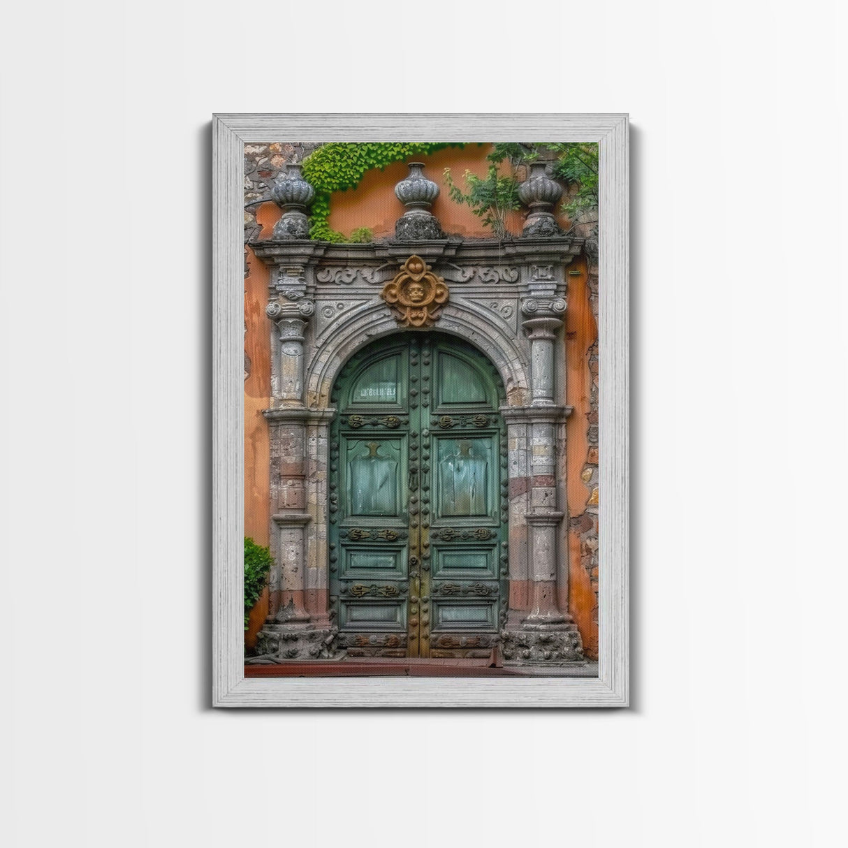 Change23 Hacienda Architecture Framed Canvas Print, Mexican Wall Art, Art of Mexico, Original Artwork, Wood Framed Ready To Hang