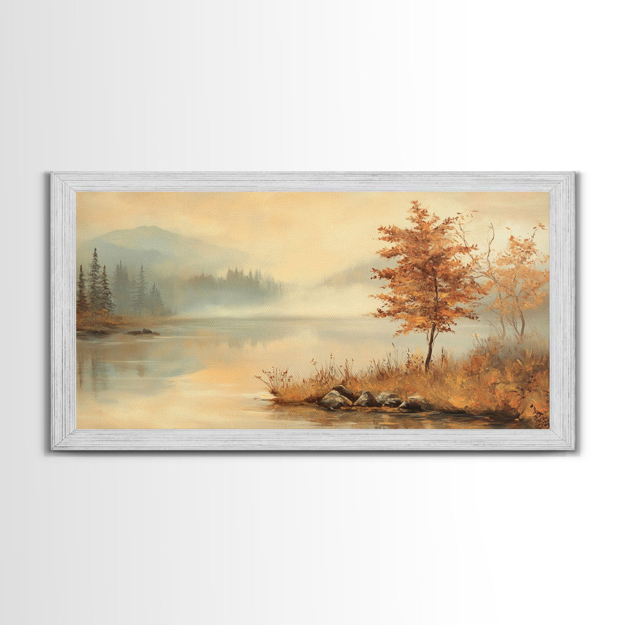Fall In The Countryside, Moody Wall Decor, Framed Canvas Print, Seasonal Autumn Decor