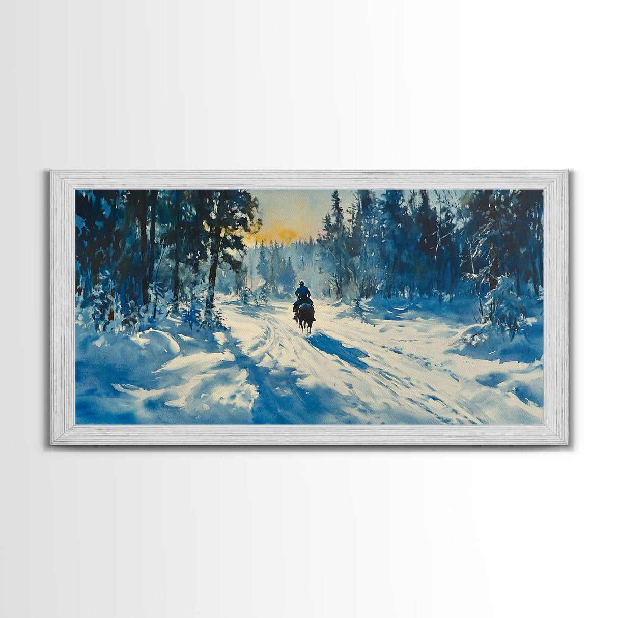 Cowboy And Cattle In Autumn Framed Canvas Print Tall Art Fall Country Landscape Western Home Decor Rustic Farmhouse Wall Art Autumn Gift