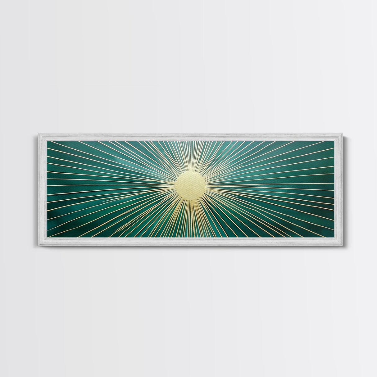 Boho Sunburst Canvas Print, Retro Vibes, Eclectic Wall Art, Large and Wide Horizontal Panoramic Framed Canvas, Minimalist Above Bed Decor