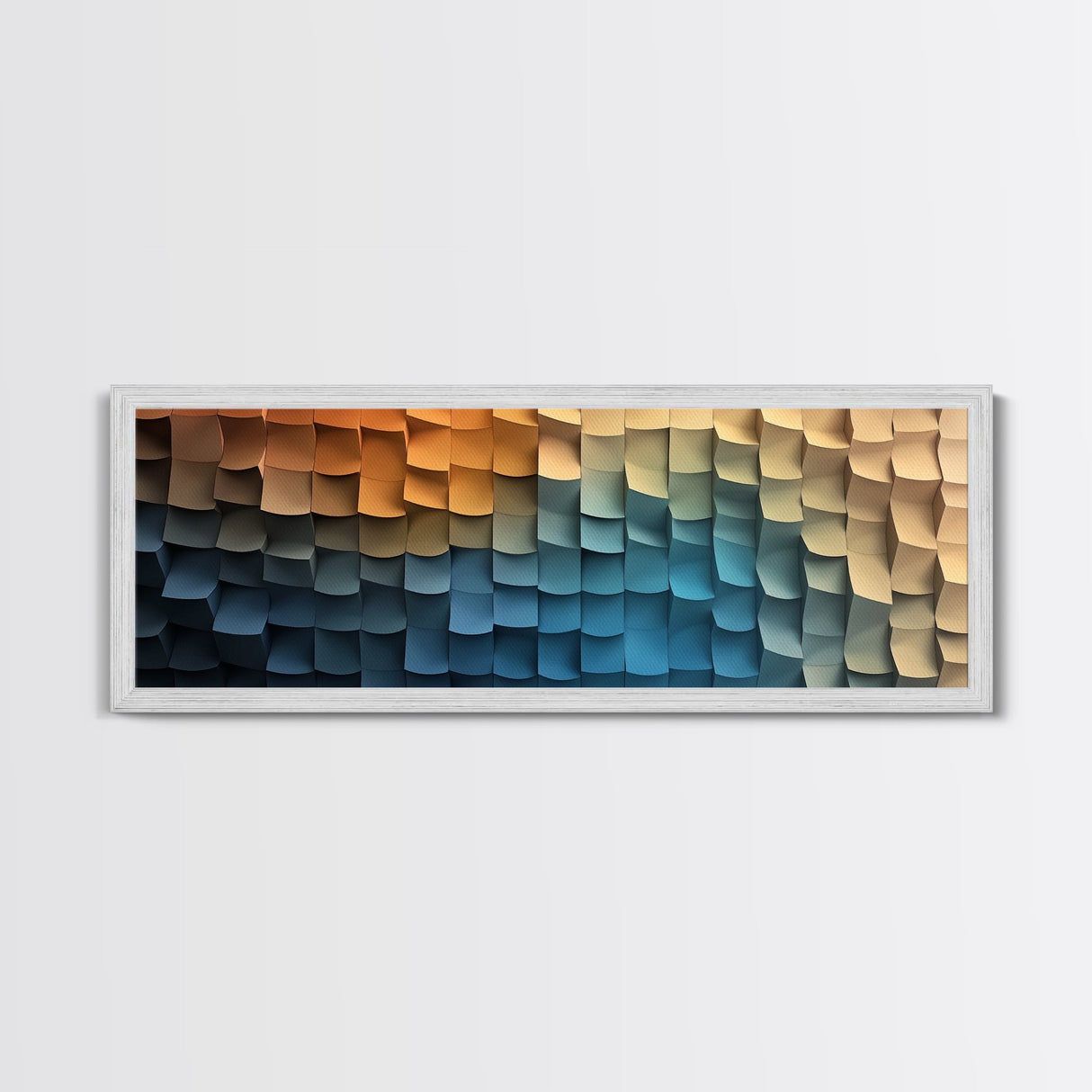Abstract Art - Coastal Cubism - Framed Canvas Print - Panoramic Geometric Art - Unique Home Decor
