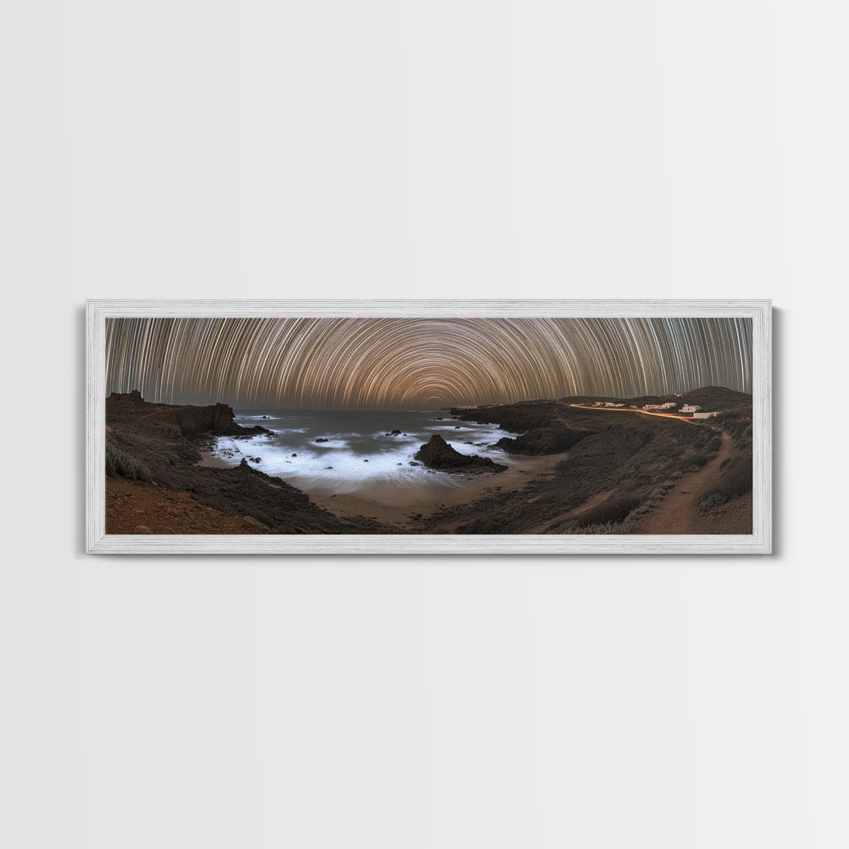 Starry Night Time Lapse Photography Style Print, Panoramic Wall Art, Unique Home Decor, Tilt Of The Earth's Axis