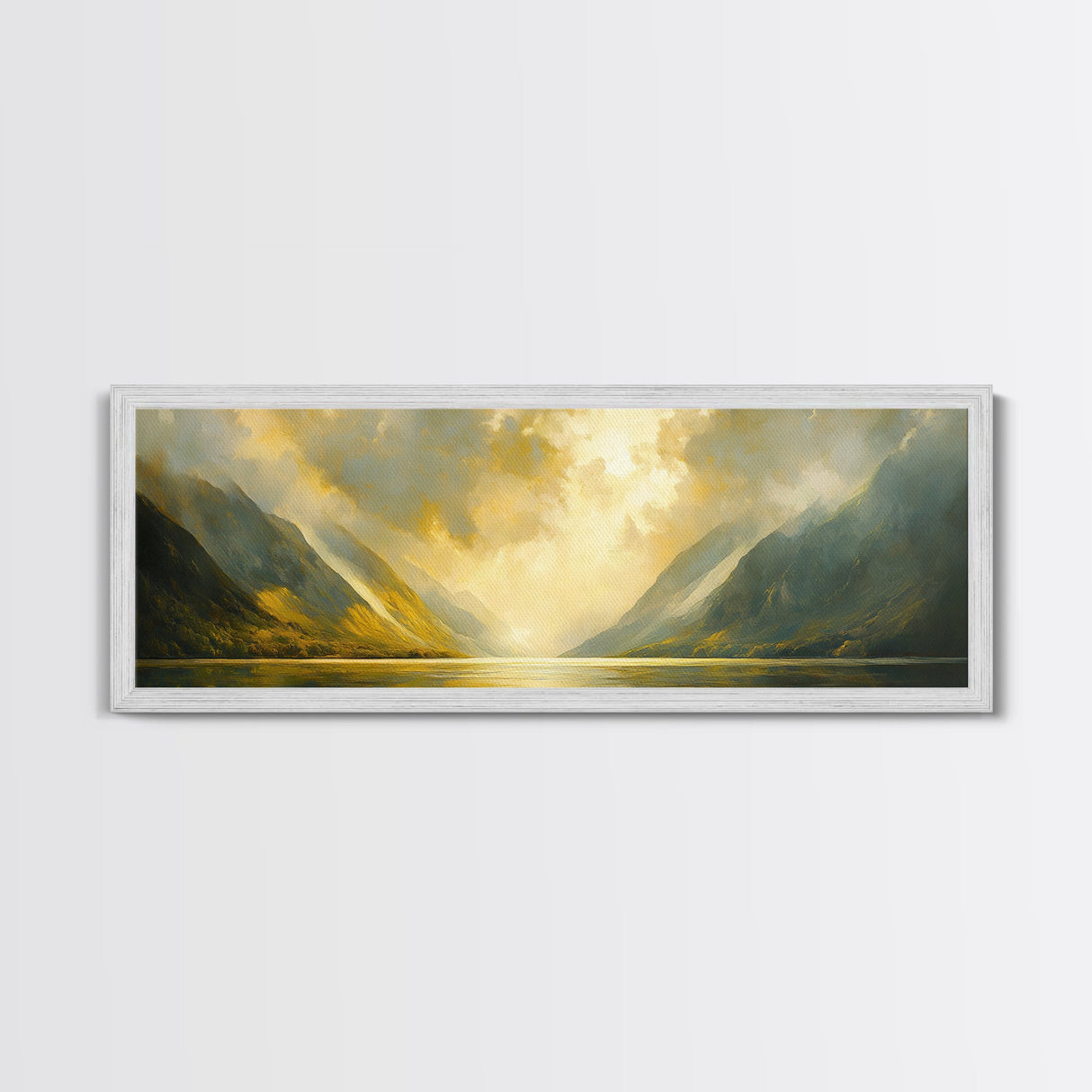 Sunset In The Valley, Framed Canvas Print, Oil Painting Landscape, Original Artwork, Wide Horizontal Art, Above Sofa Modern Art, Moody Decor