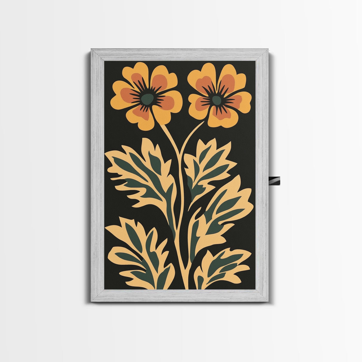 Beautiful Boho Wild Flower Wall Art Canvas Print, Framed Canvas Wall Art Botanical Print Boho Minimalist Home Decor For Living Room