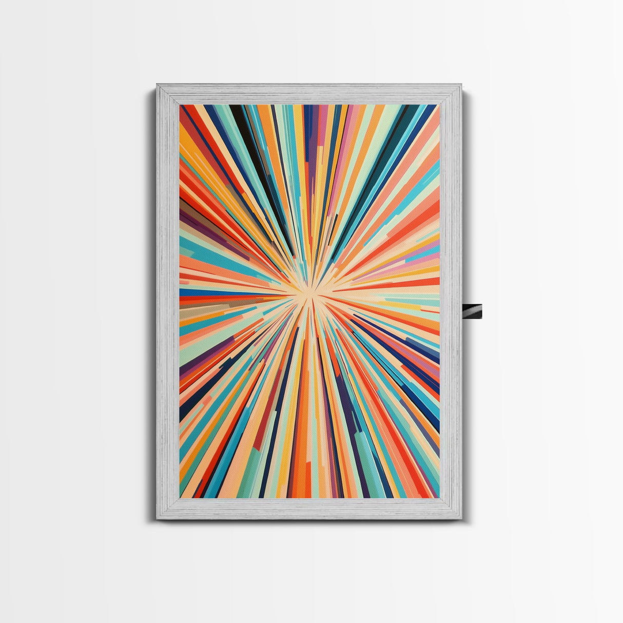 Mid Century Modern Art - Light Speed Tunnel - Vertical Tall Narrow Wall Art - Retro Loft Art - Large Wall Art Painting - Geometric Abstract MCM Art