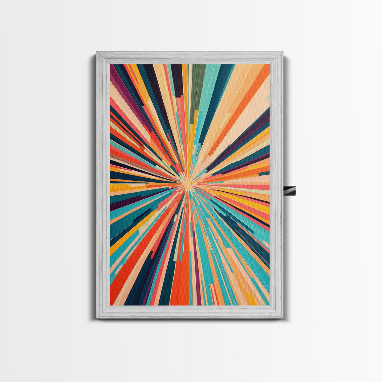 MCM Mid Century Modern Retro Canvas Print Modern Wall Art Narrow Vertical Geometric Home Decor Art in Teal, Coral Yellow